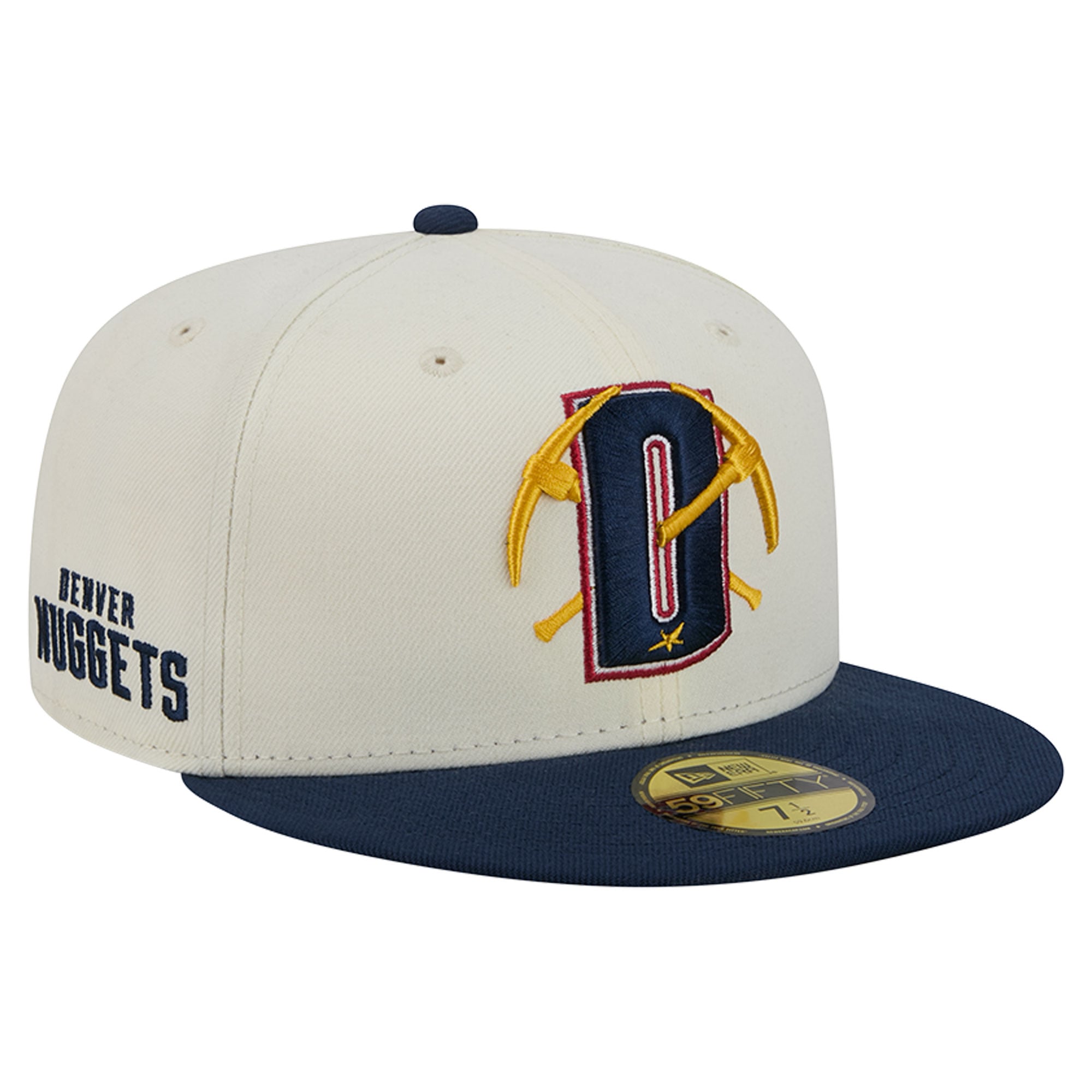 Casquette ajustée New Era Deceptor 59FIFTY pour homme, couleur crème/marine, Denver Nuggets