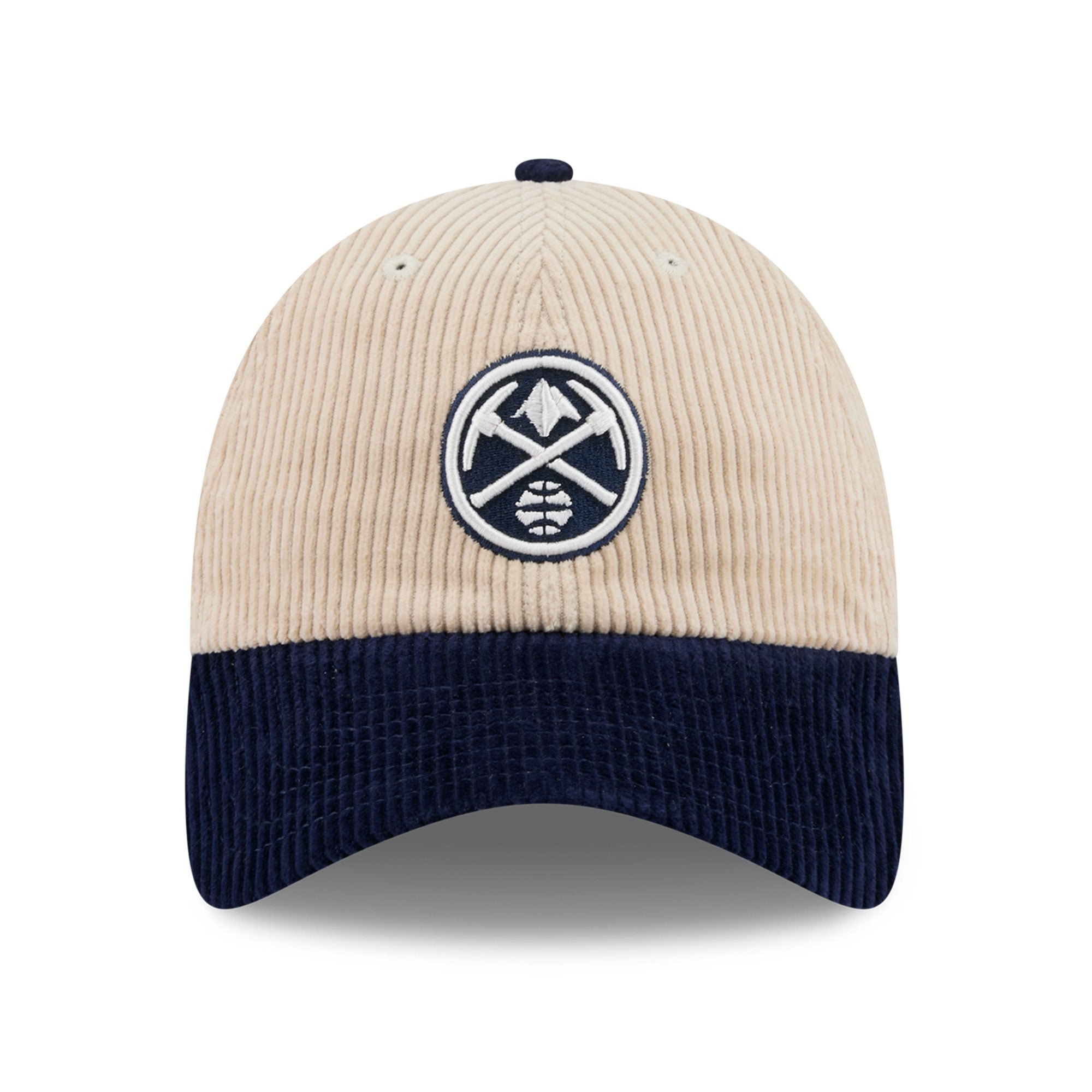 Men's New Era Cream/Navy Denver Nuggets Tonal Corduroy Casual Classic Adjustable Hat