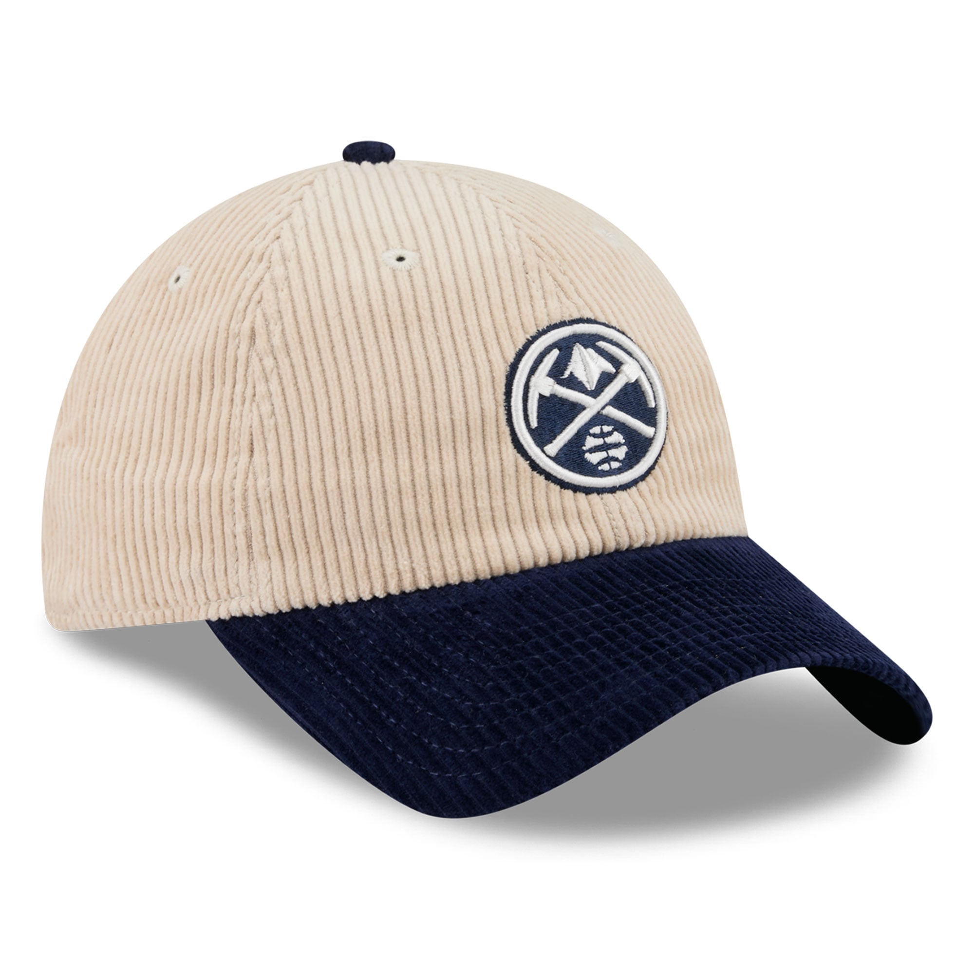 Men's New Era Cream/Navy Denver Nuggets Tonal Corduroy Casual Classic Adjustable Hat