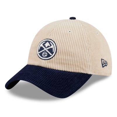 Denver Nuggets New Era Tonal Corduroy Casual Classic Adjustable Hat - Cream/Navy