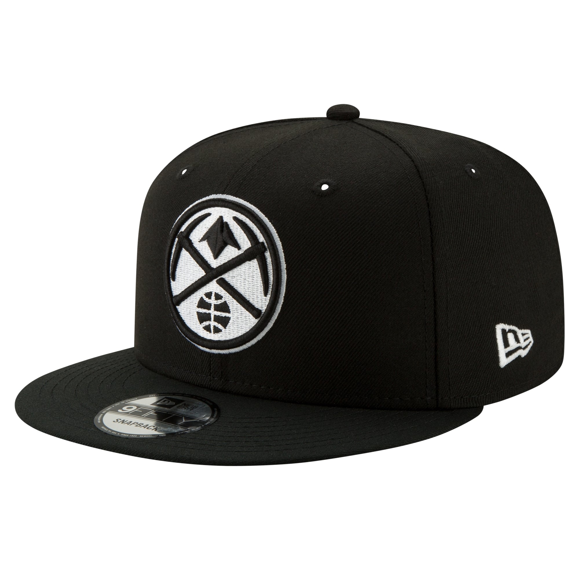 Men's Denver Nuggets New Era Black & White 9FIFTY Snapback Hat
