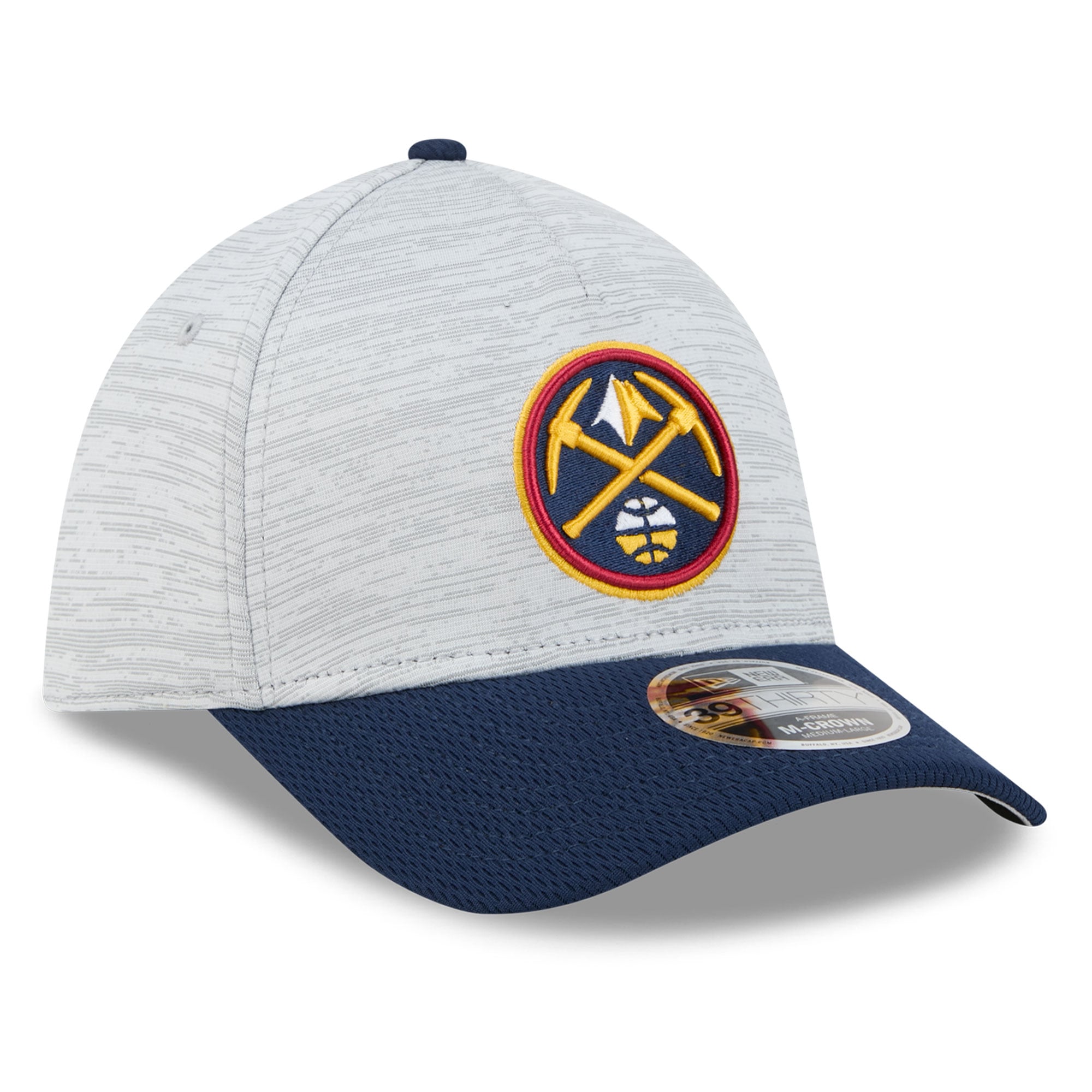 Men's New Era  Gray Denver Nuggets 39THIRTY M-Crown Tech Stretch Hat