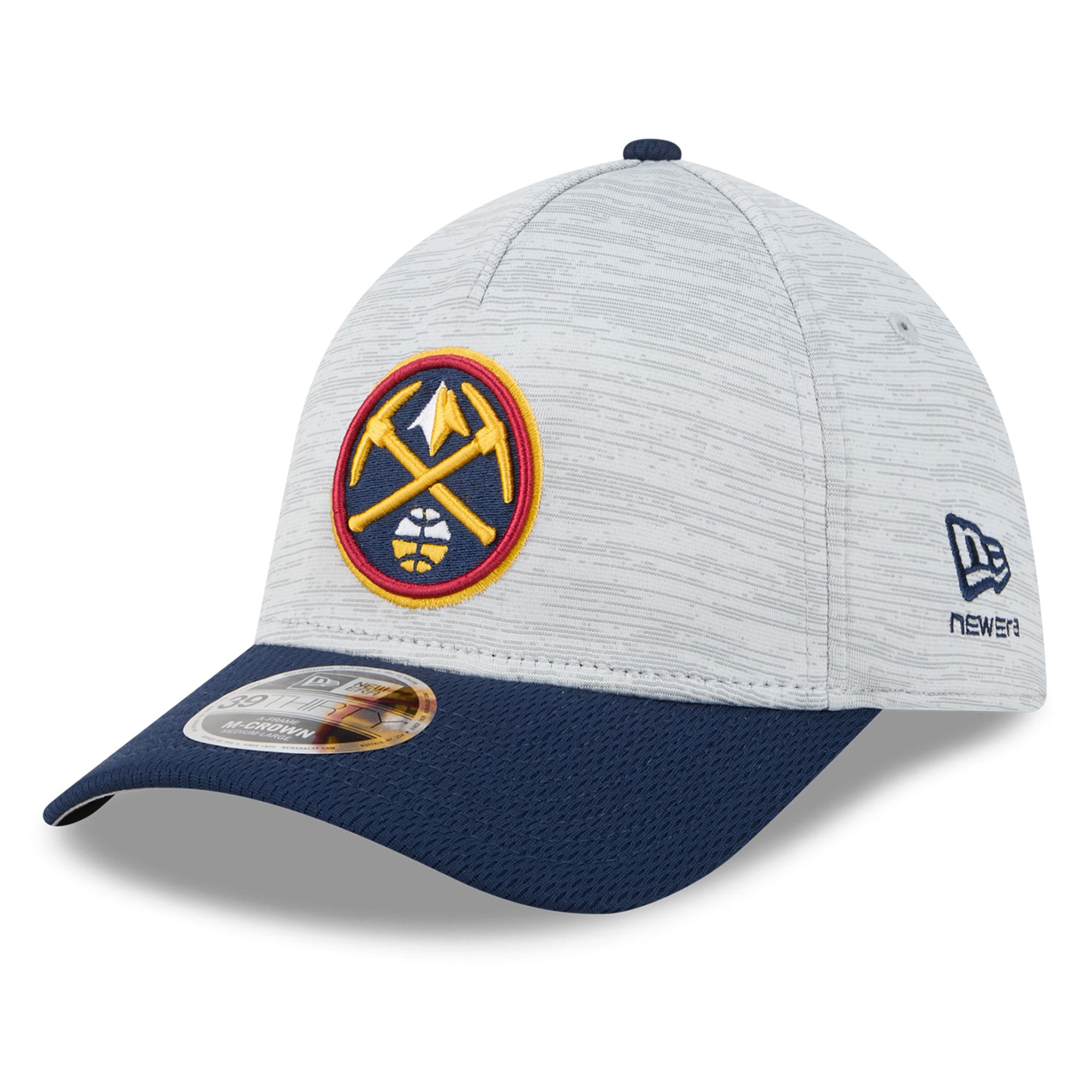 Men's New Era  Gray Denver Nuggets 39THIRTY M-Crown Tech Stretch Hat