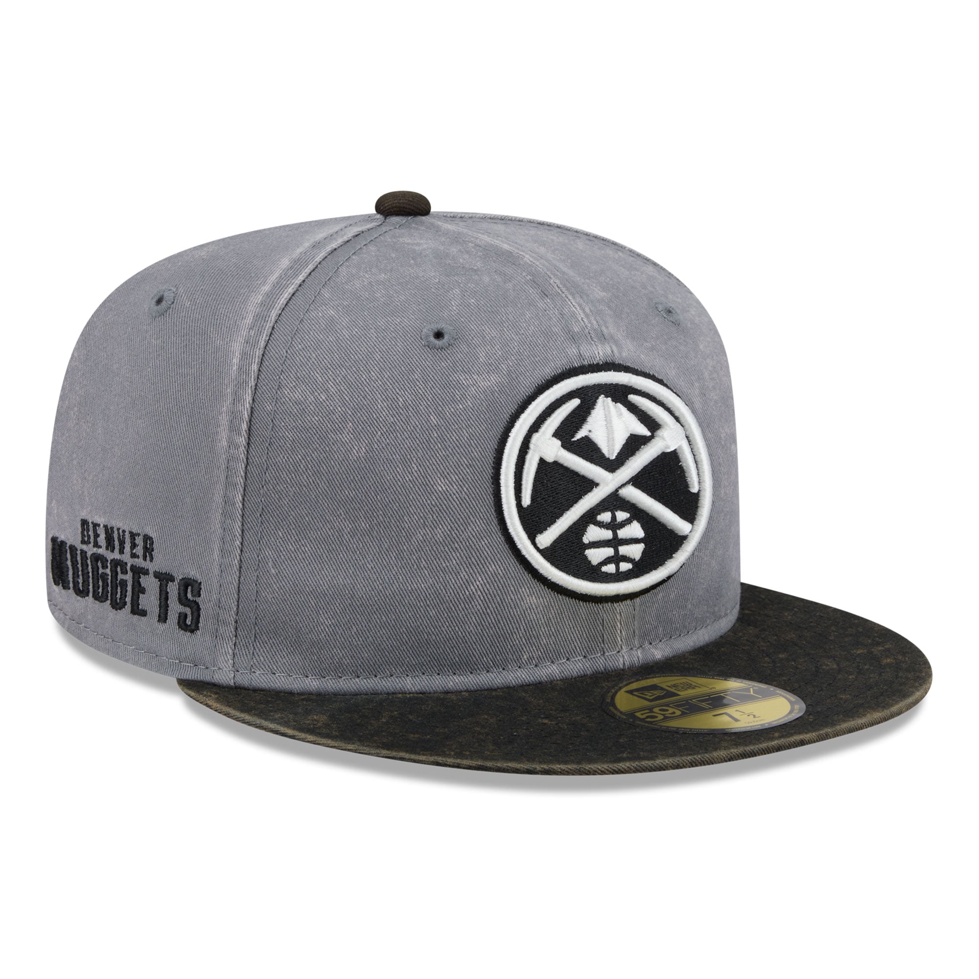 Casquette ajustée New Era 59FIFTY pour homme, grise et noire, Denver Nuggets.