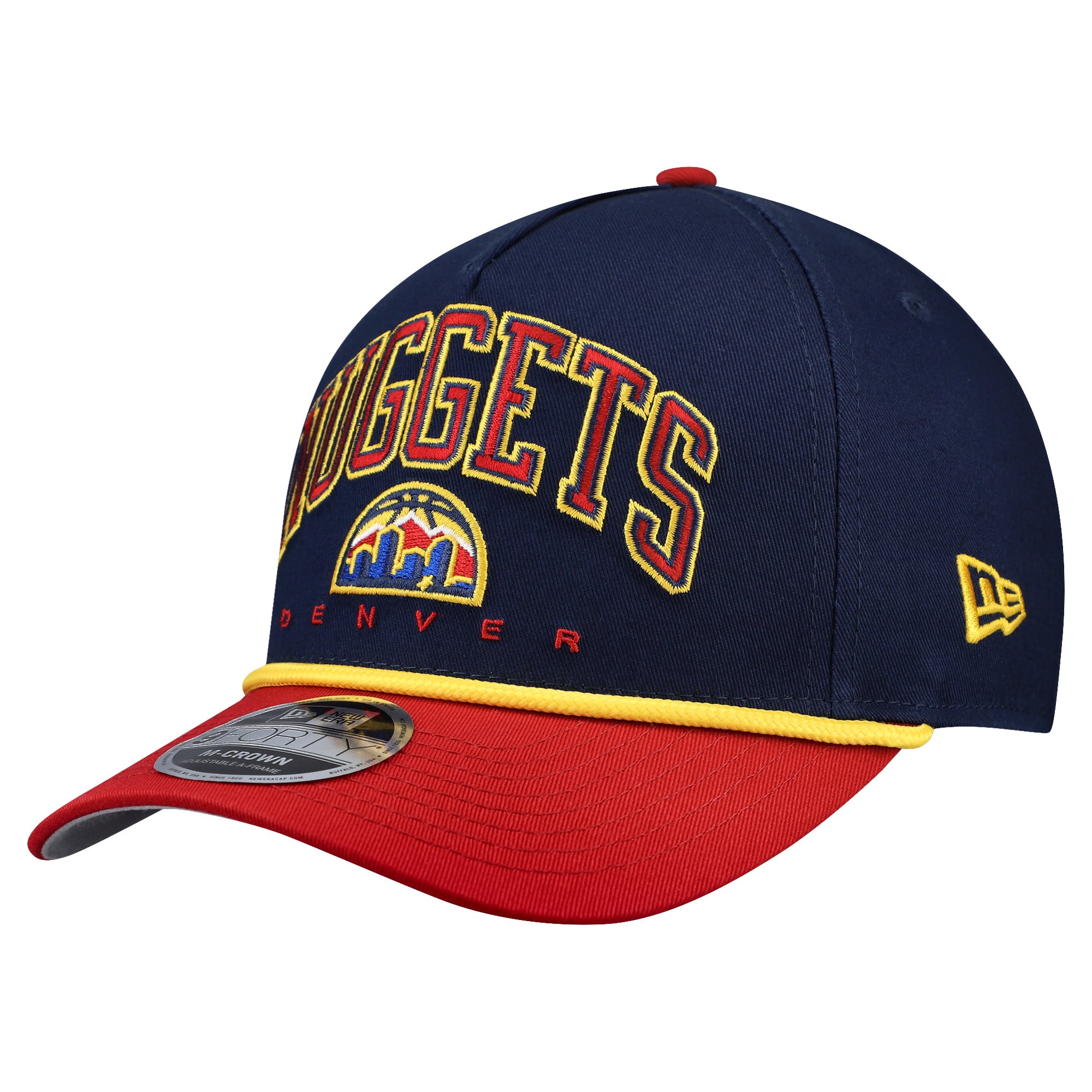 Men's Denver Nuggets New Era Navy Bold Arch COOLERA 9FORTY A-Frame M-Crown Adjustable Hat