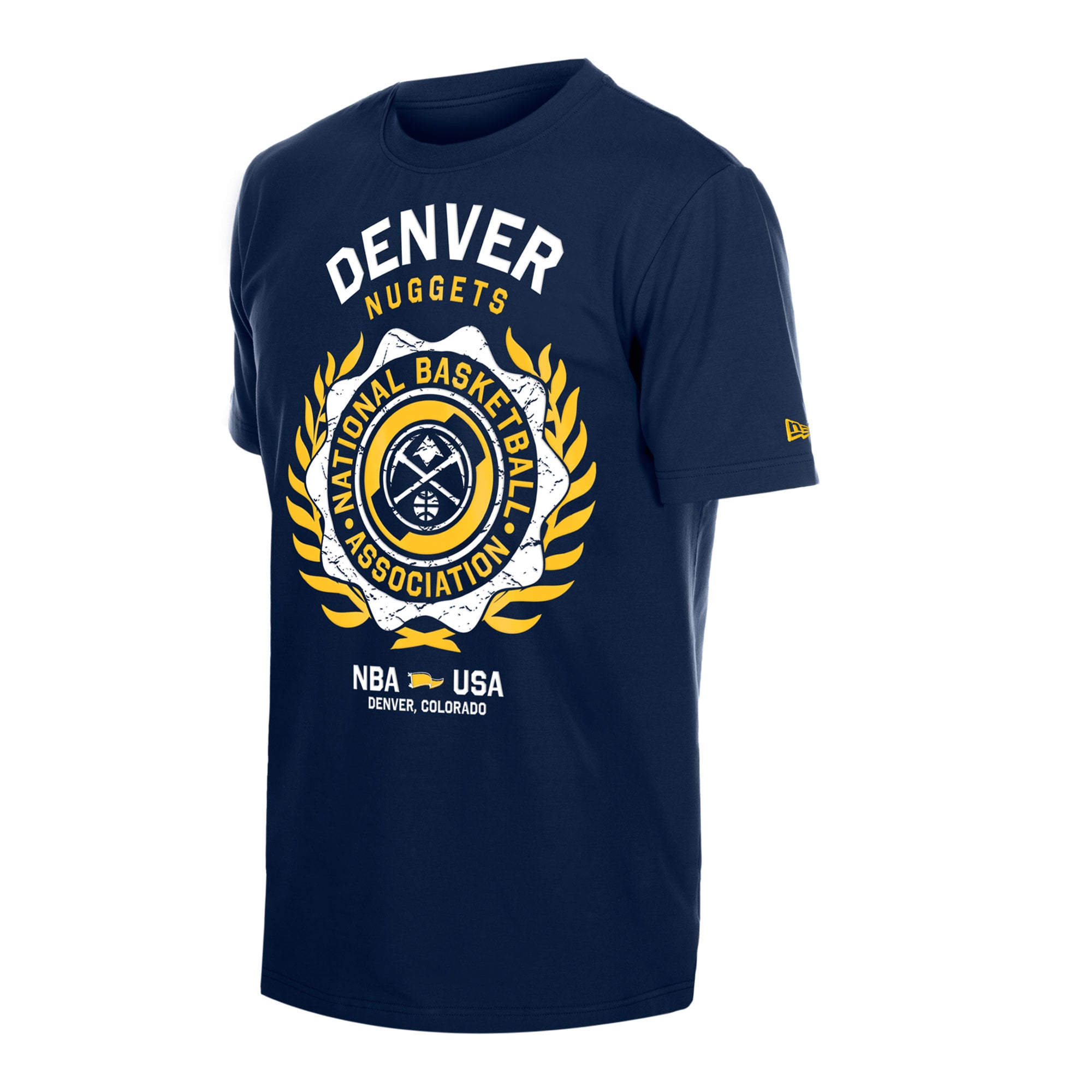 T-shirt floqué New Era bleu marine Denver Nuggets avec écusson Laurel Crest pour homme