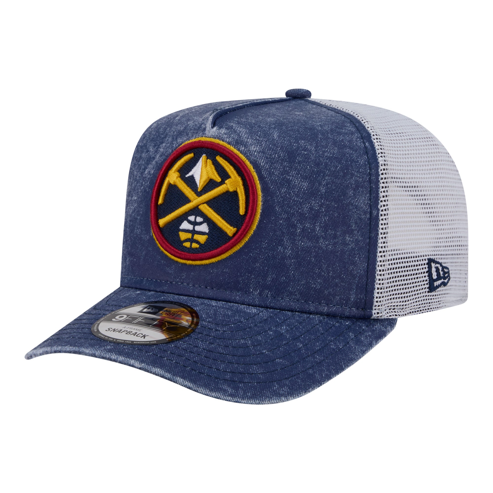 Men's New Era Navy/White Denver Nuggets Washed Meshback 9FIFTY Adjustable Hat