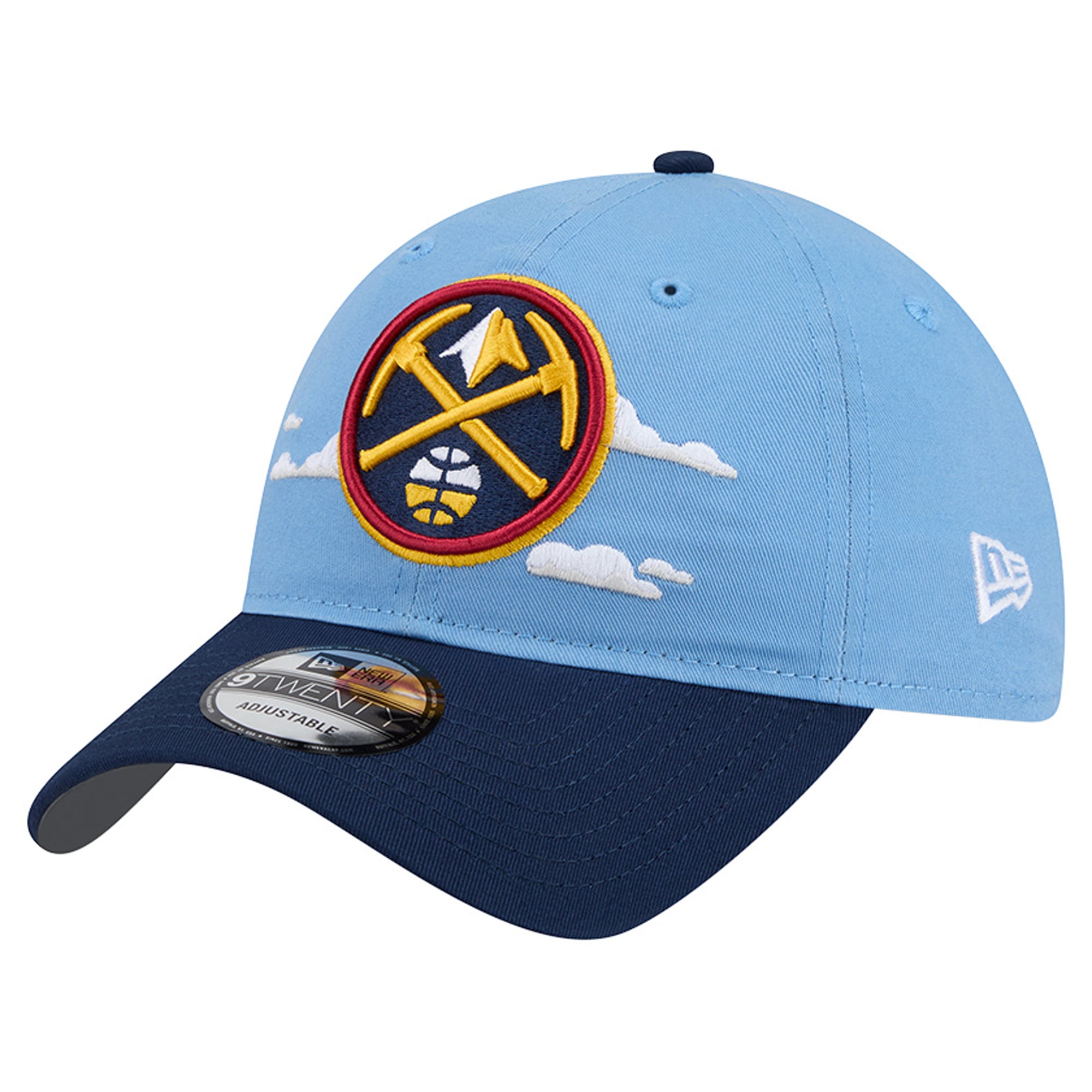 Men's Denver Nuggets New Era Powder Blue Clouds 9TWENTY Adjustable Hat
