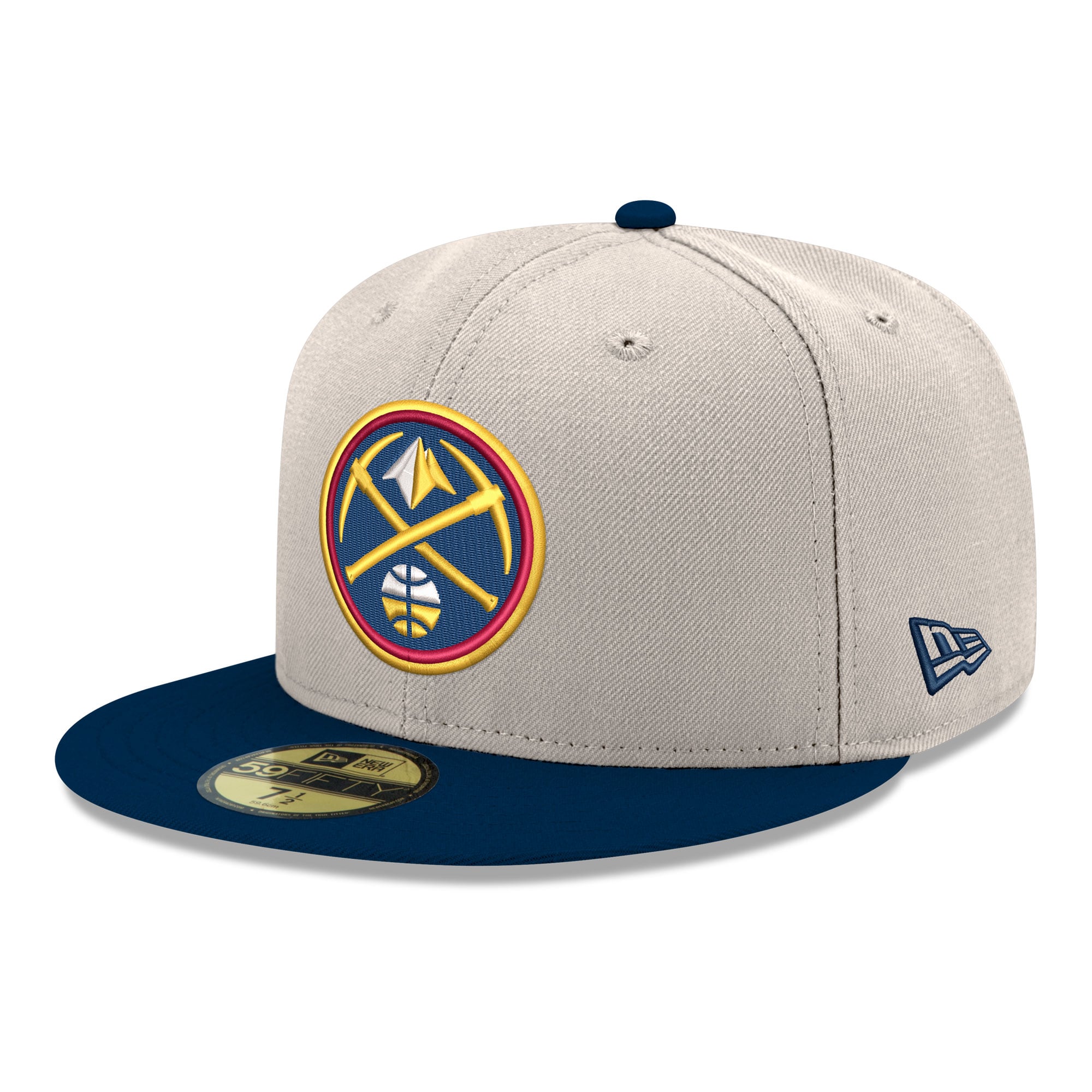 Men's Denver Nuggets New Era White/Navy Chrome 59FIFTY Fitted Hat