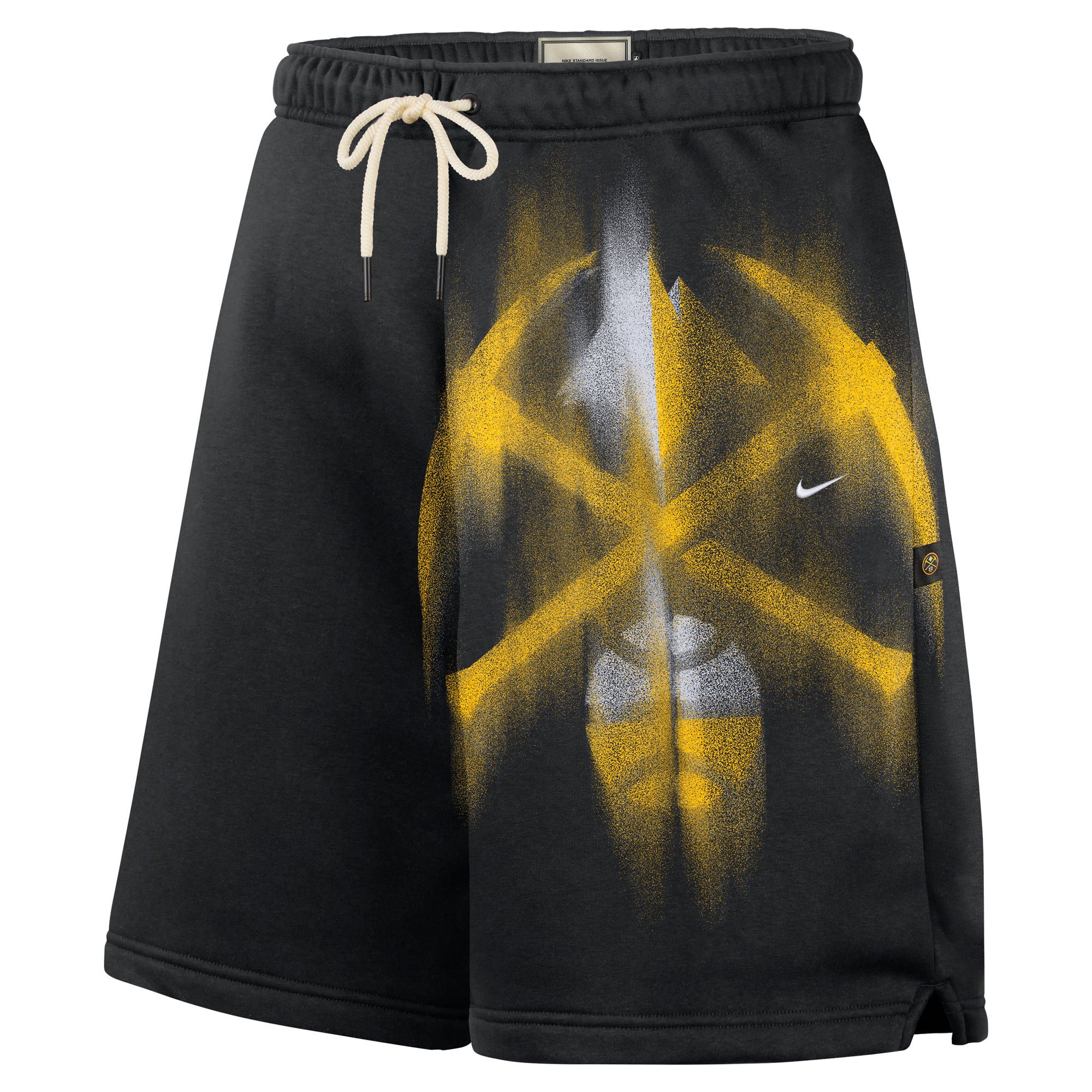 Short de sport Nike Denver Nuggets 2026 Standard Issue pour homme, en molleton noir.