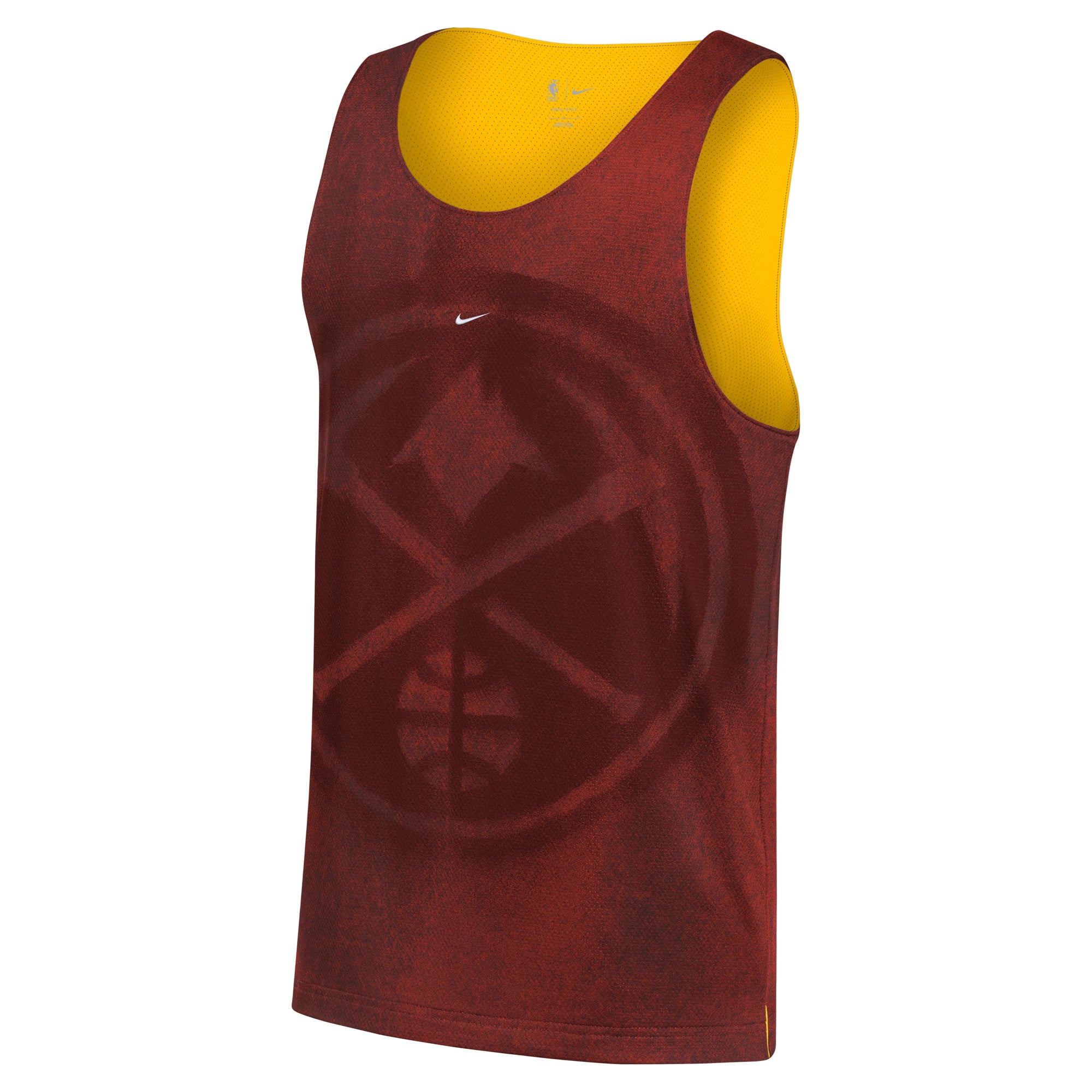 Maillot réversible Nike Crimson/Yellow Denver Nuggets 2026 Standard Issue Practice Icon Mesh pour homme