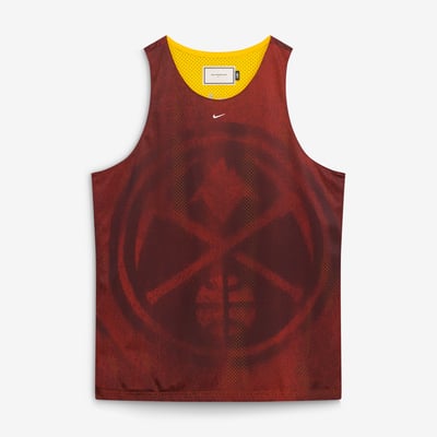 Denver Nuggets Nike 2026 Standard Issue Practice Icon Mesh Reversible Jersey - Crimson/Yellow