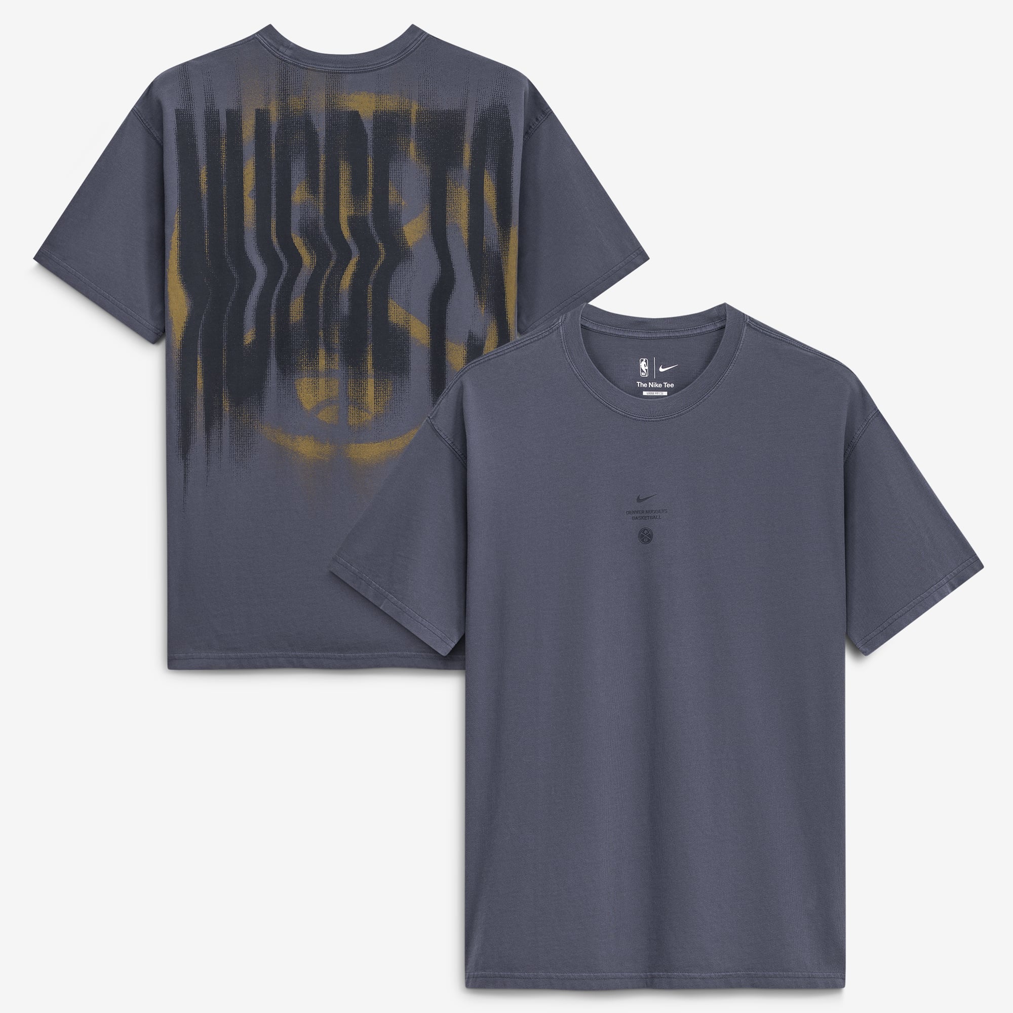 T-shirt Nike Max 90 d'avant-match, bleu marine, Denver Nuggets, édition standard 2026, pour homme