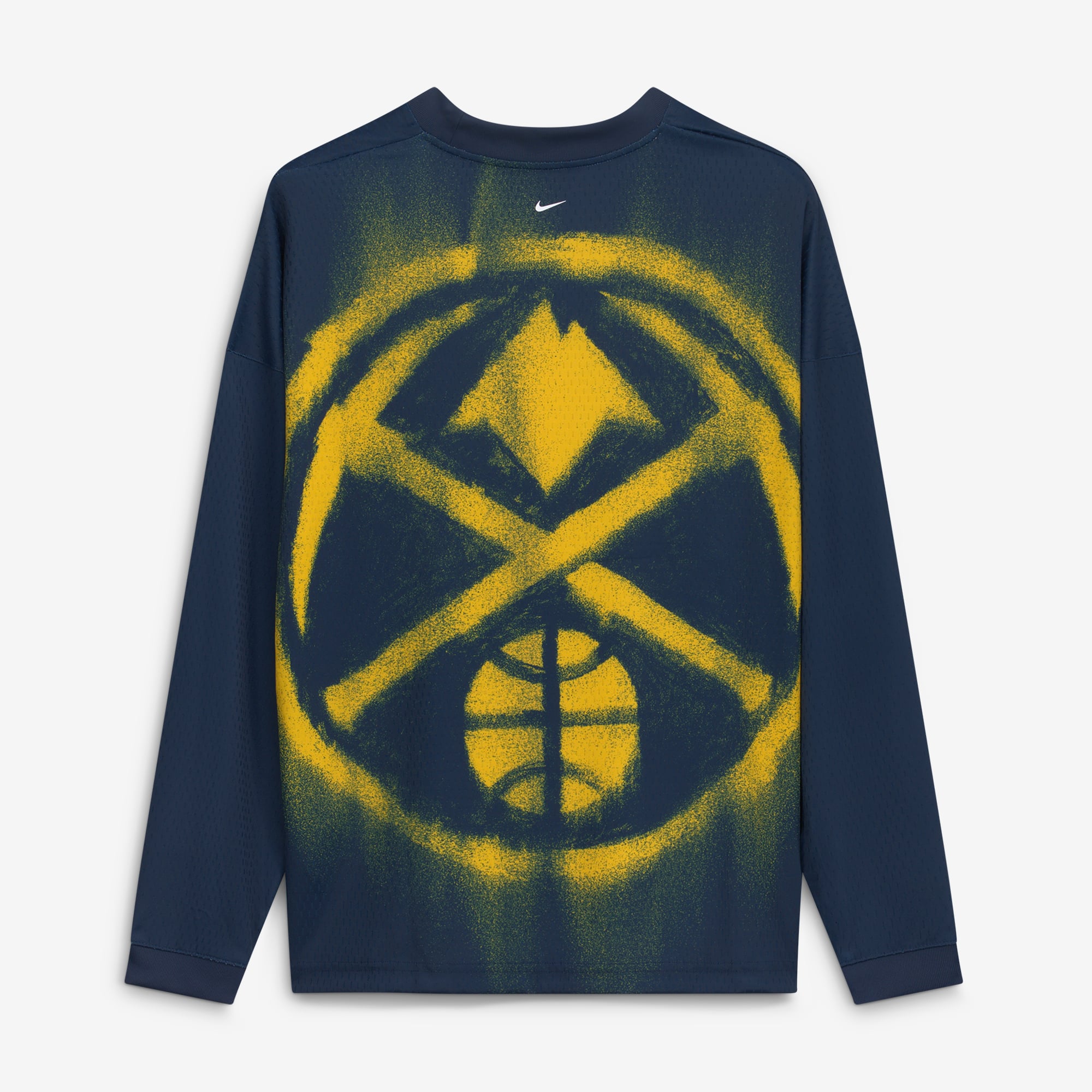 T-shirt à manches longues Nike Denver Nuggets bleu marine pour homme, édition standard 2026, performance d'avant-match