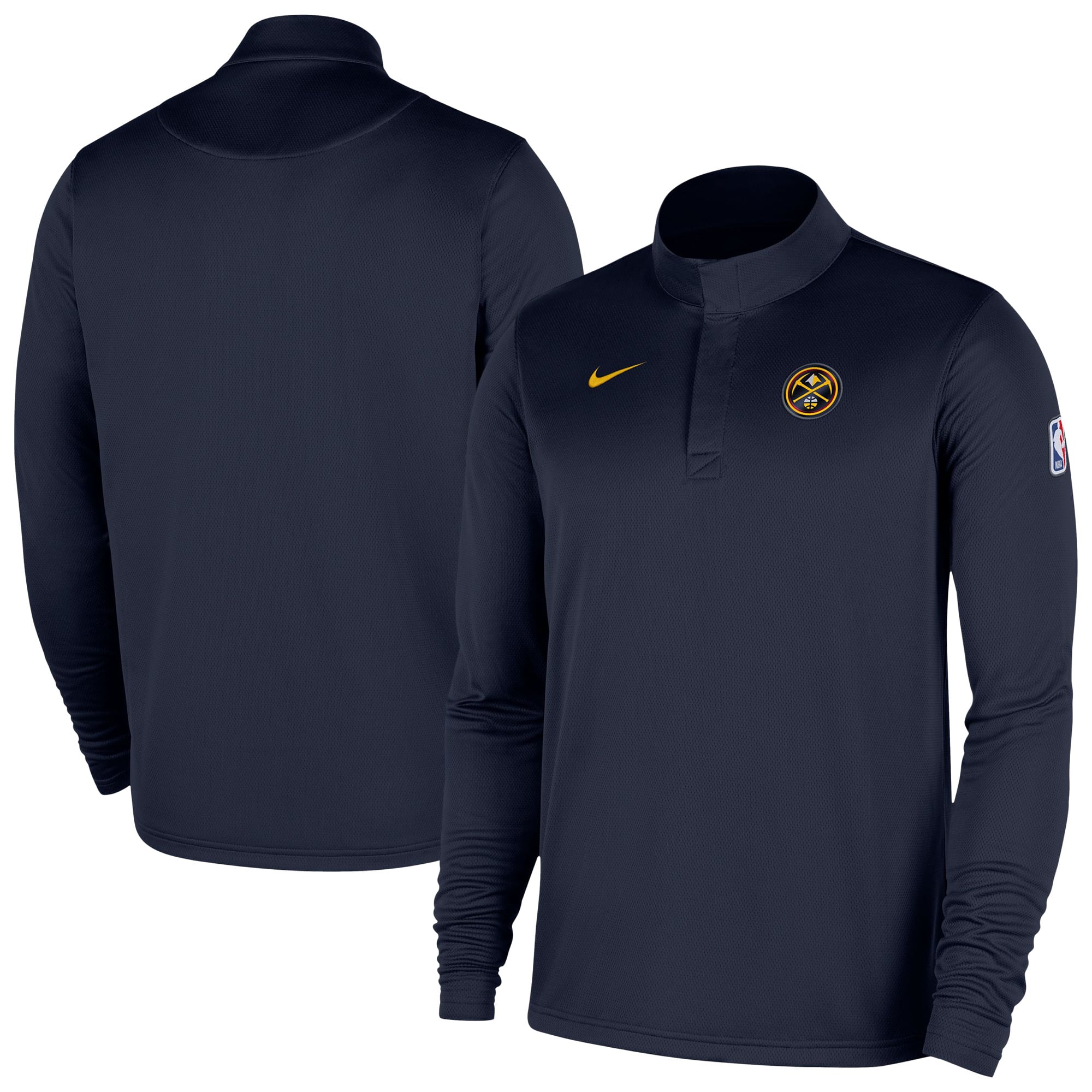 Haut Nike Denver Nuggets Authentic Coaches à quart de zip Dri-FIT pour homme, bleu marine