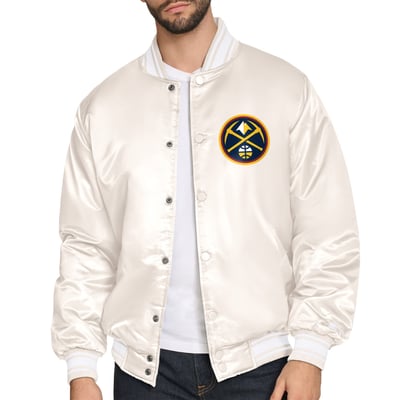 Denver Nuggets Starter Double Team Satin Varsity Full-Snap Jacket - Cream