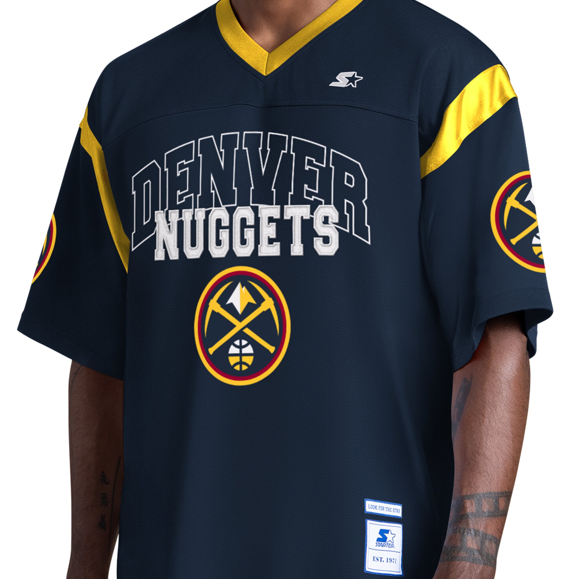 T-shirt à col en V Starter Navy Denver Nuggets pour homme