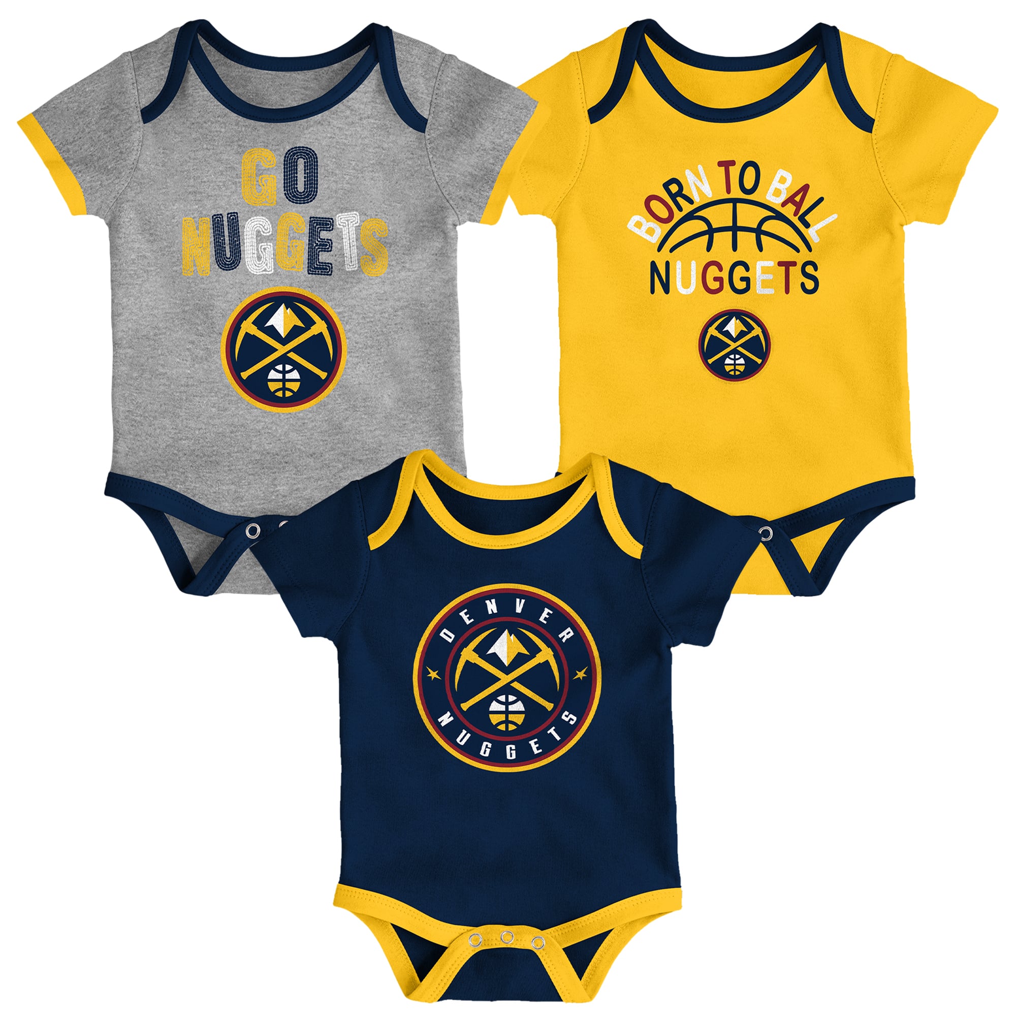 Ensemble de 3 bodies Outerstuff Denver Nuggets Born To Ball pour nouveau-nés et nourrissons