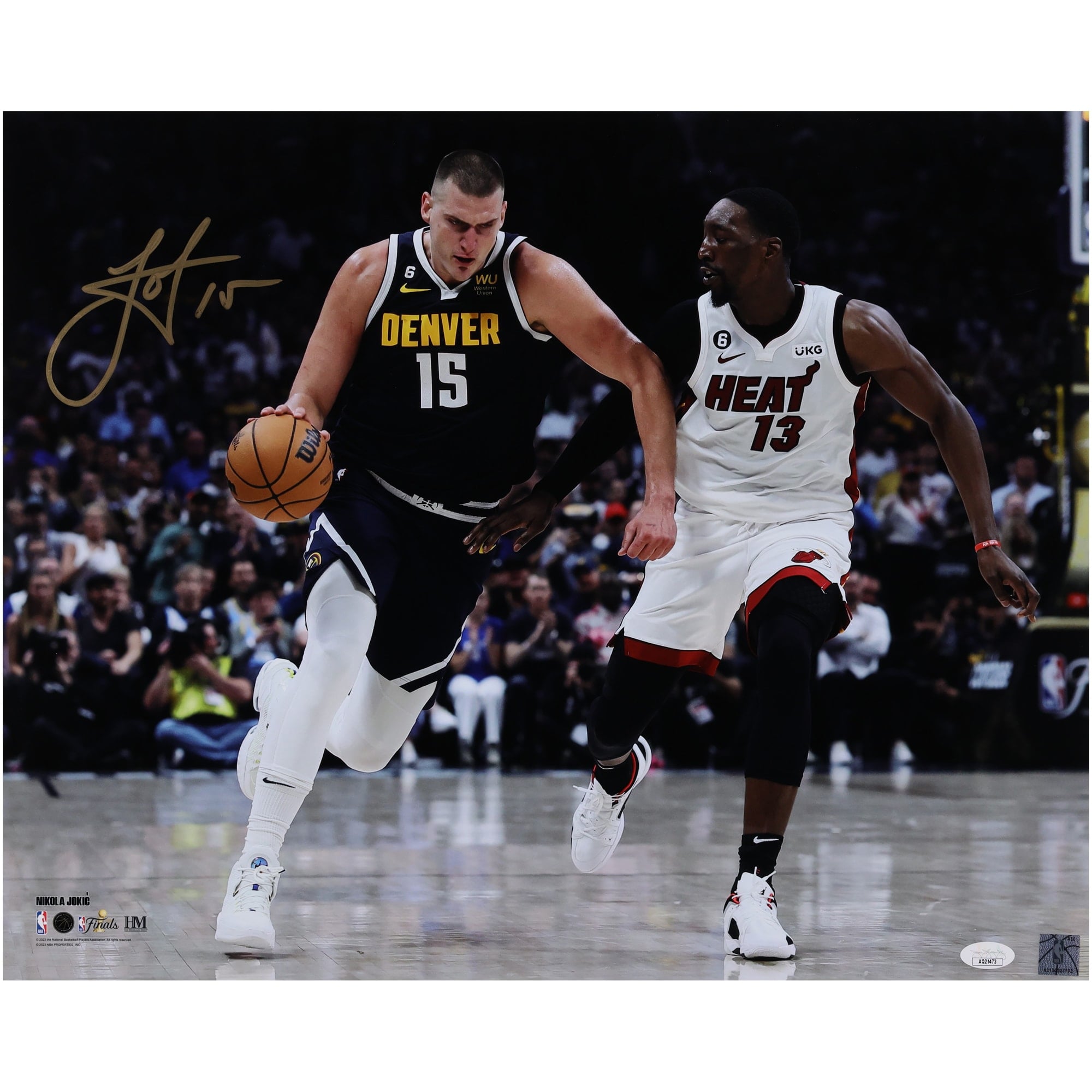 Nikola Jokic Denver Nuggets Autographed 16" x 20" Driving vs. Miami Heat Photograph - JSA