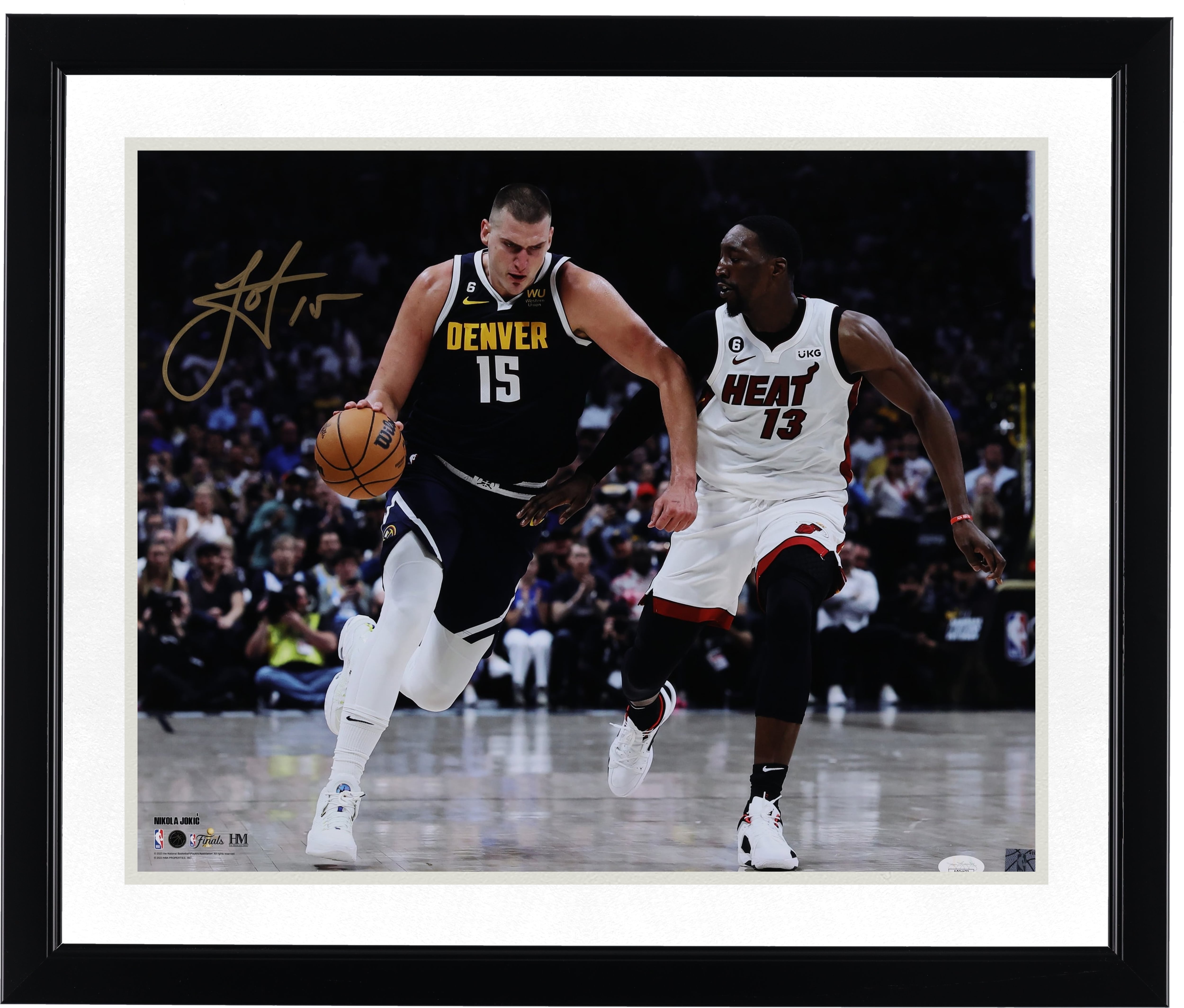 Nikola Jokic Denver Nuggets Autographed 16" x 20" Driving vs. Miami Heat Photograph - JSA