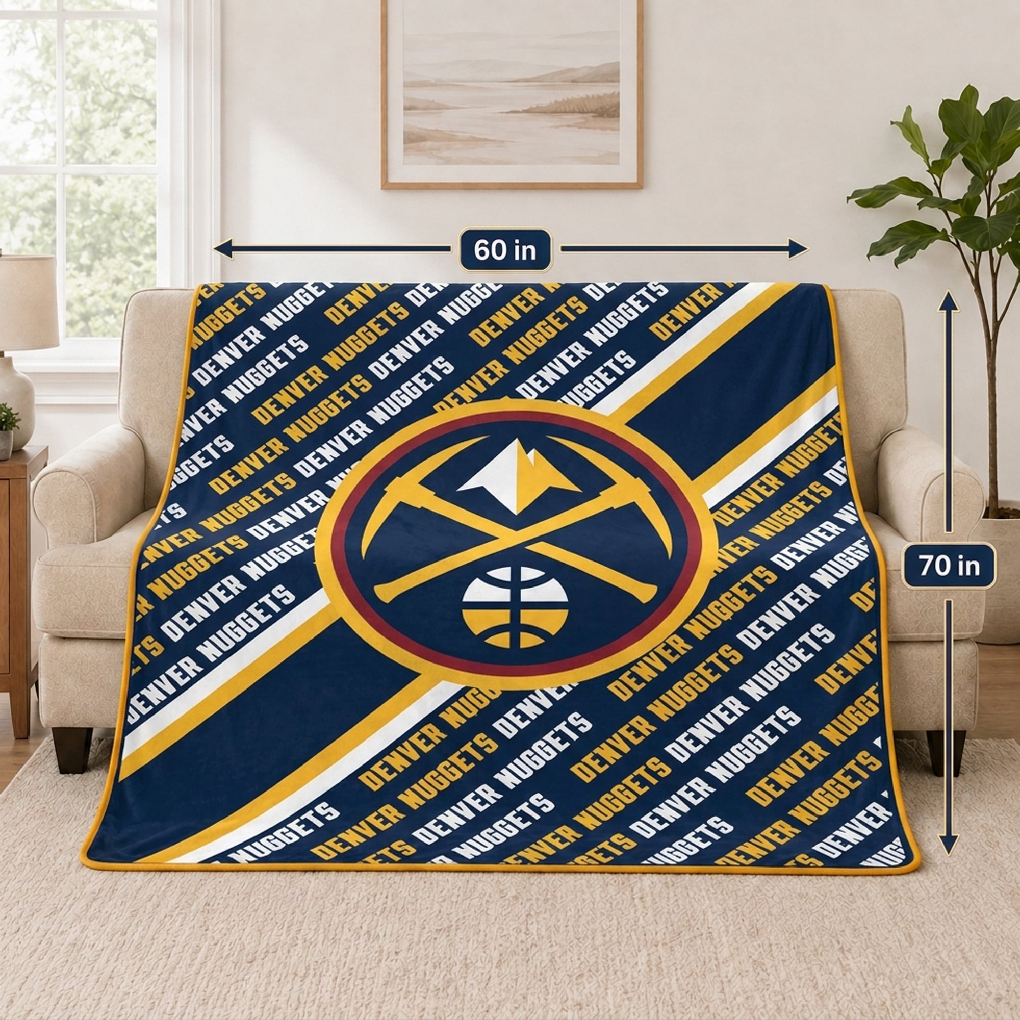 Couverture ultra douce Pegasus Denver Nuggets 60" x 70" (diagonale) avec logo et doublure