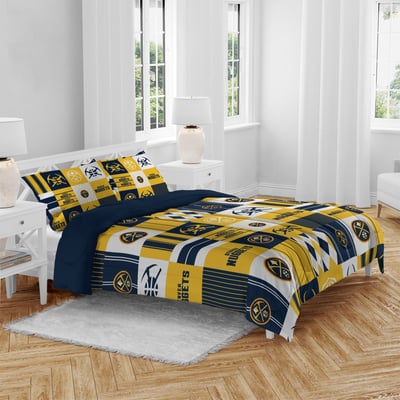 Denver Nuggets Pegasus Patchwork Plaid Three-Piece Full/Queen Bed in a Bag Set