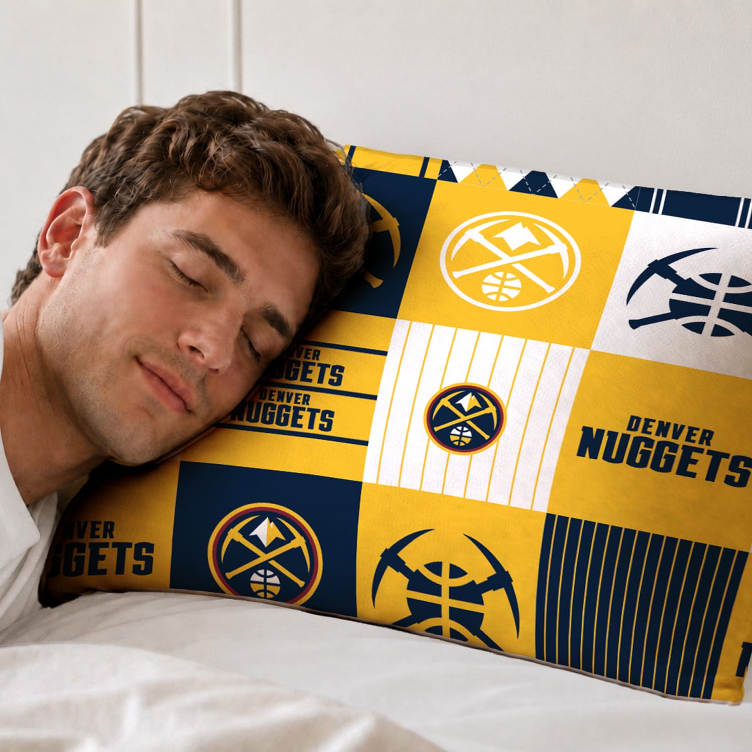 Ensemble de literie deux pièces Pegasus Denver Nuggets Patchwork Plaid pour lit simple/simple XL