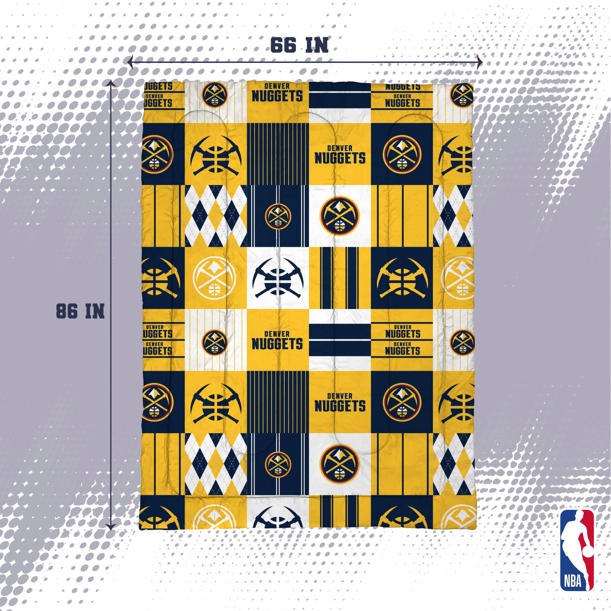 Ensemble de literie deux pièces Pegasus Denver Nuggets Patchwork Plaid pour lit simple/simple XL