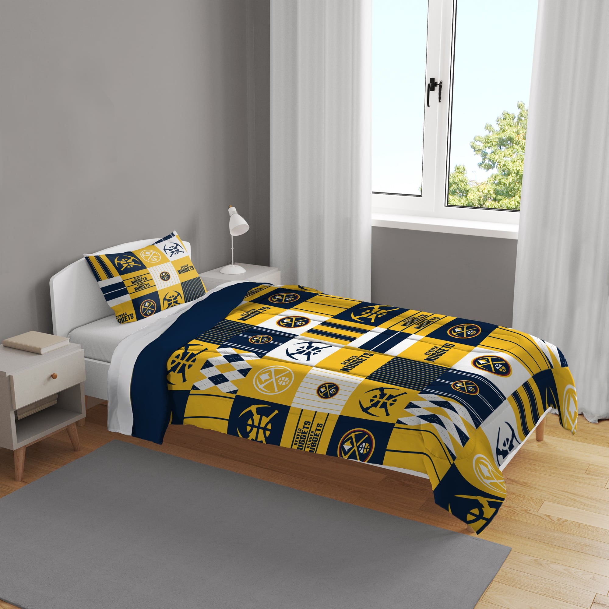 Ensemble de literie deux pièces Pegasus Denver Nuggets Patchwork Plaid pour lit simple/simple XL
