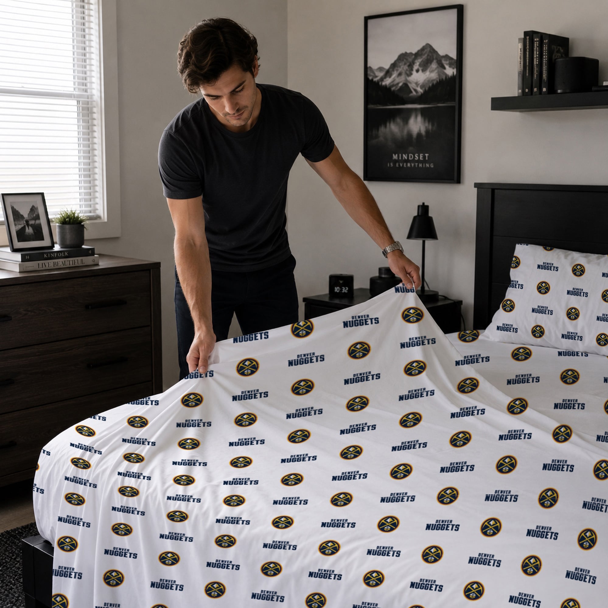 Ensemble de draps trois pièces Pegasus Denver Nuggets pour lit simple