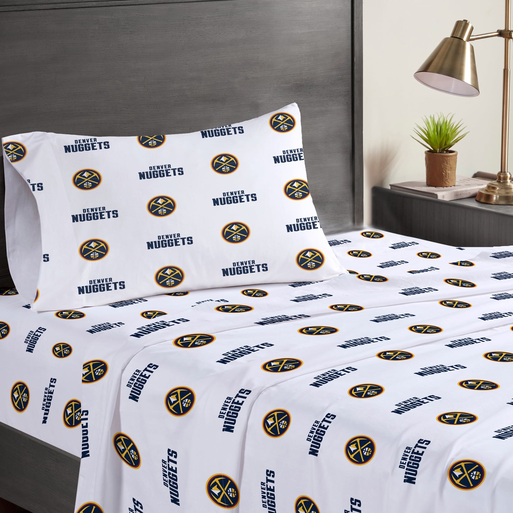 Ensemble de draps trois pièces Pegasus Denver Nuggets pour lit simple