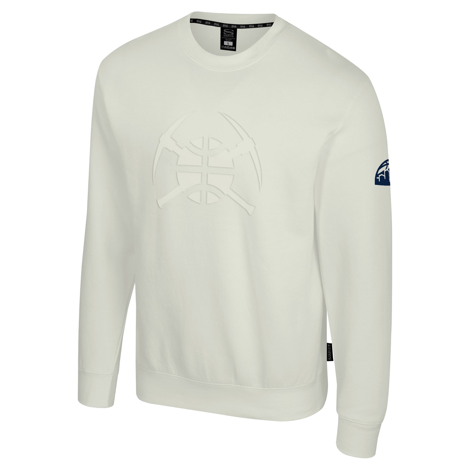 Unisex Stadium Essentials Cream Denver Nuggets Debossed Monochrome Logo Sweatshirt