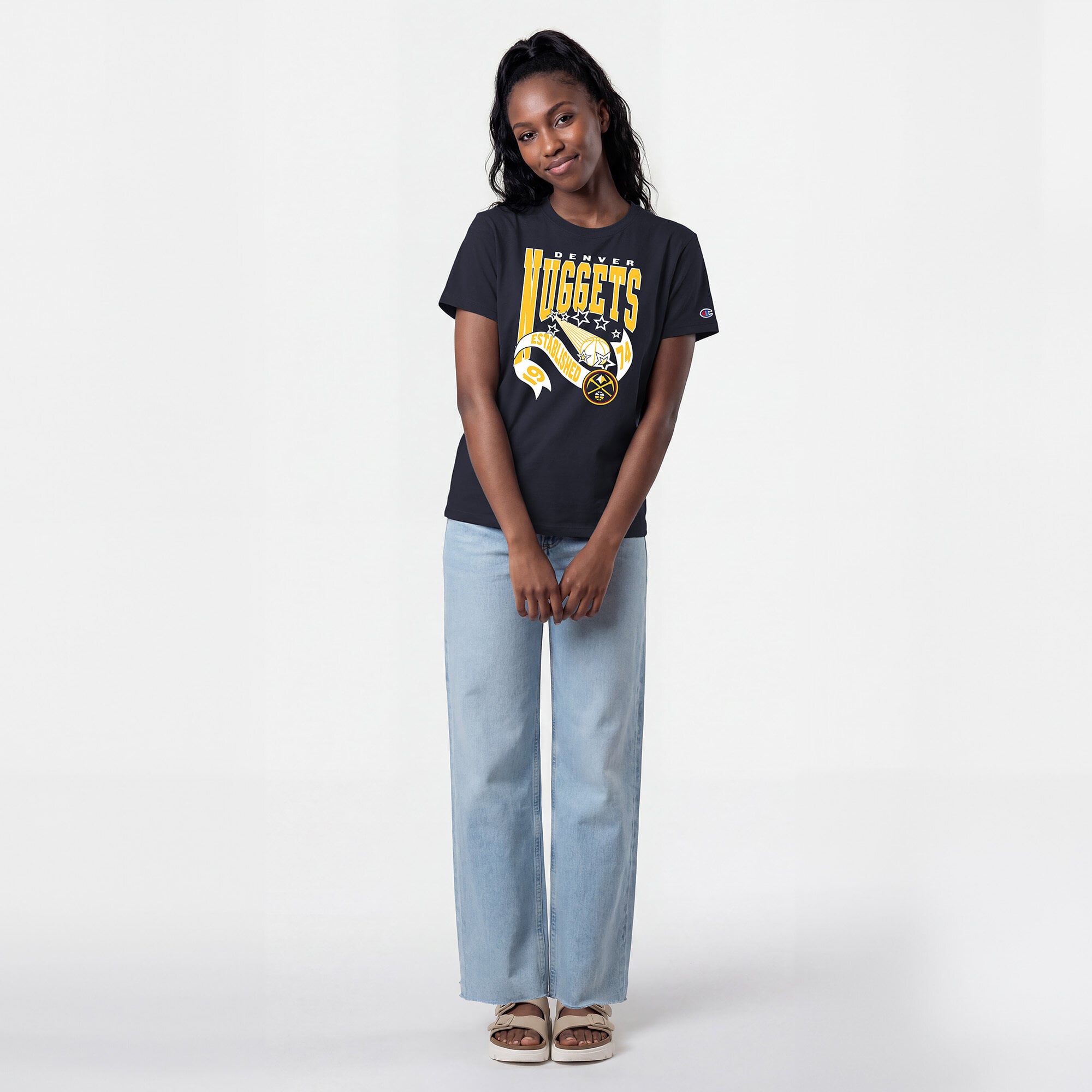 T-shirt Champion Navy Denver Nuggets pour femmes