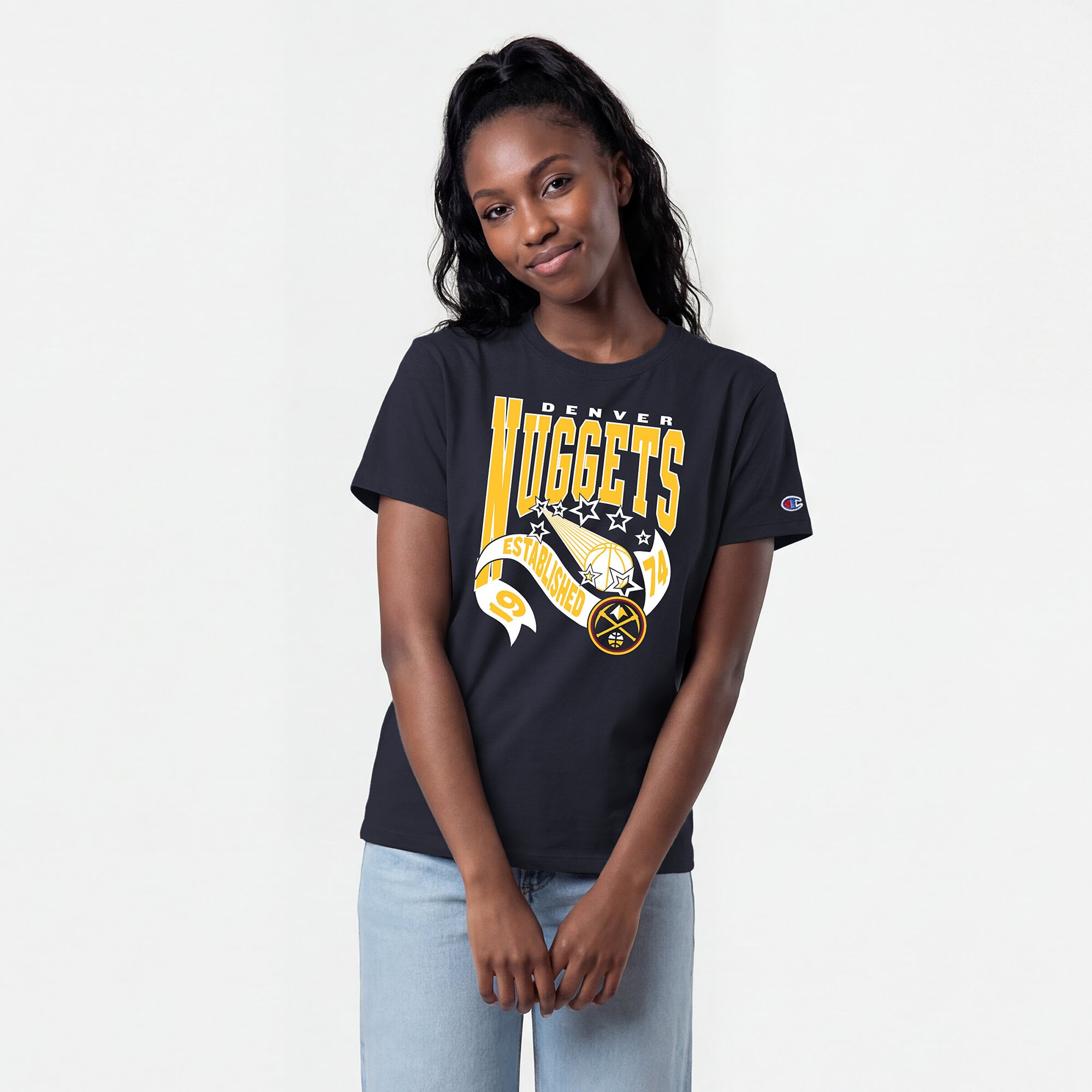 T-shirt Champion Navy Denver Nuggets pour femmes