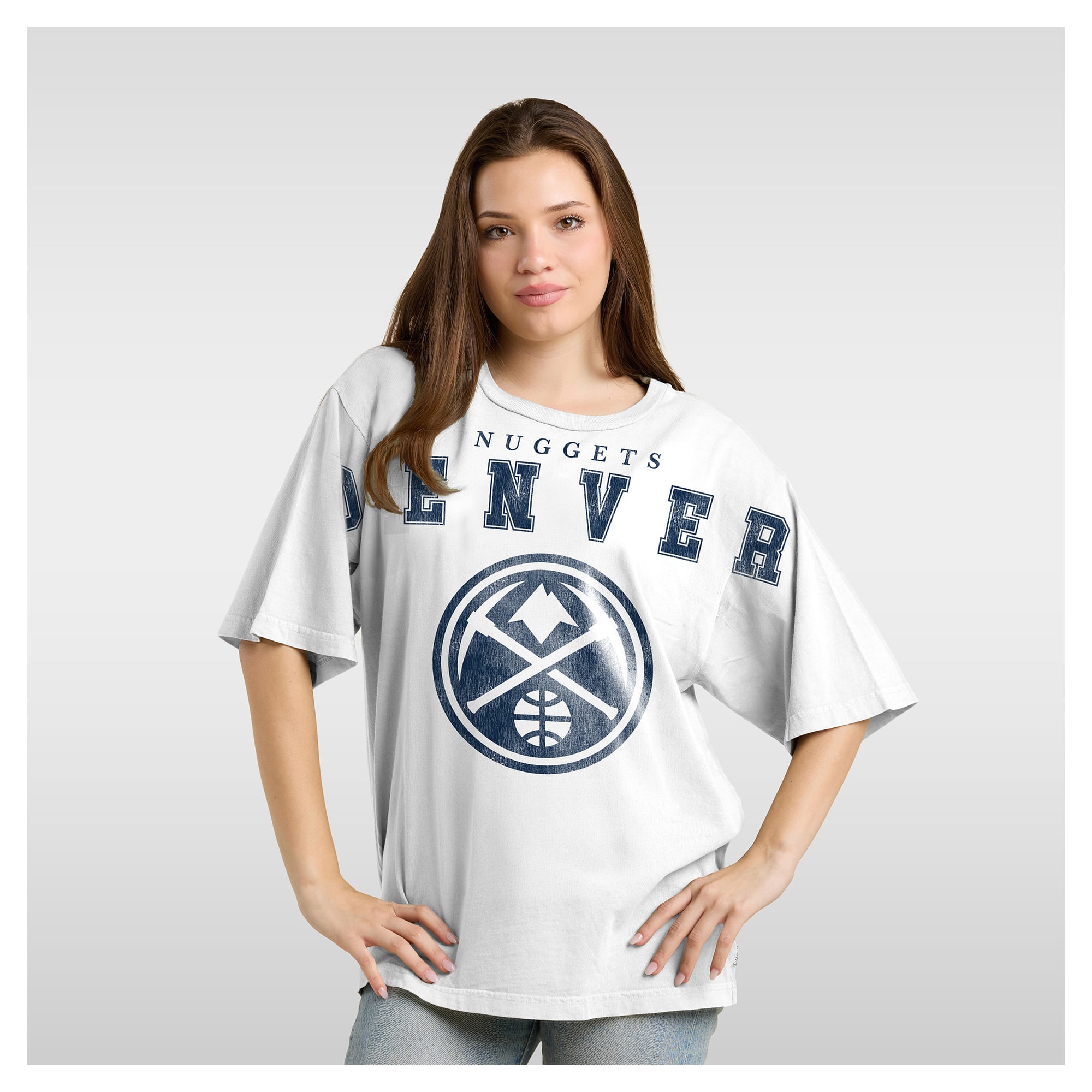 Women's Fanatics  White Denver Nuggets Spirit Relaxed Jersey T-Shirt
