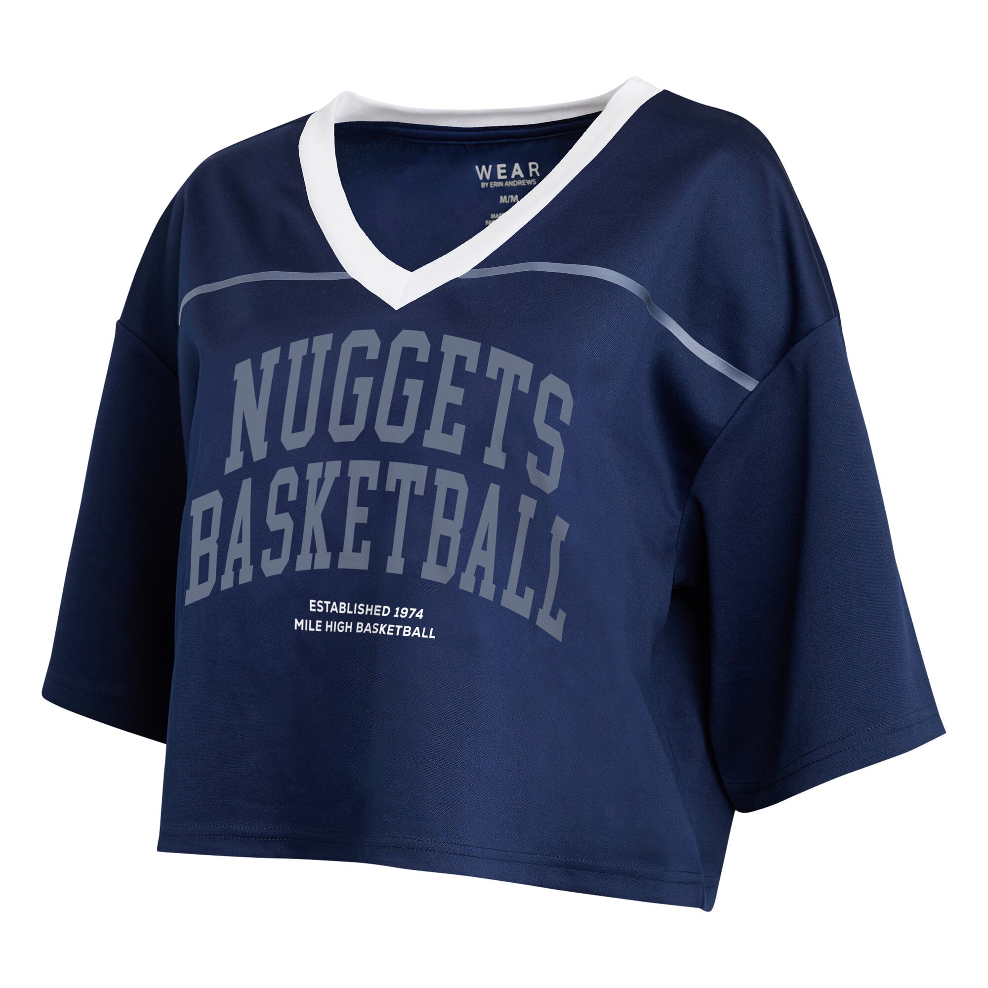 Women's WEAR by Erin Andrews  Navy Denver Nuggets Cropped Jersey T-Shirt