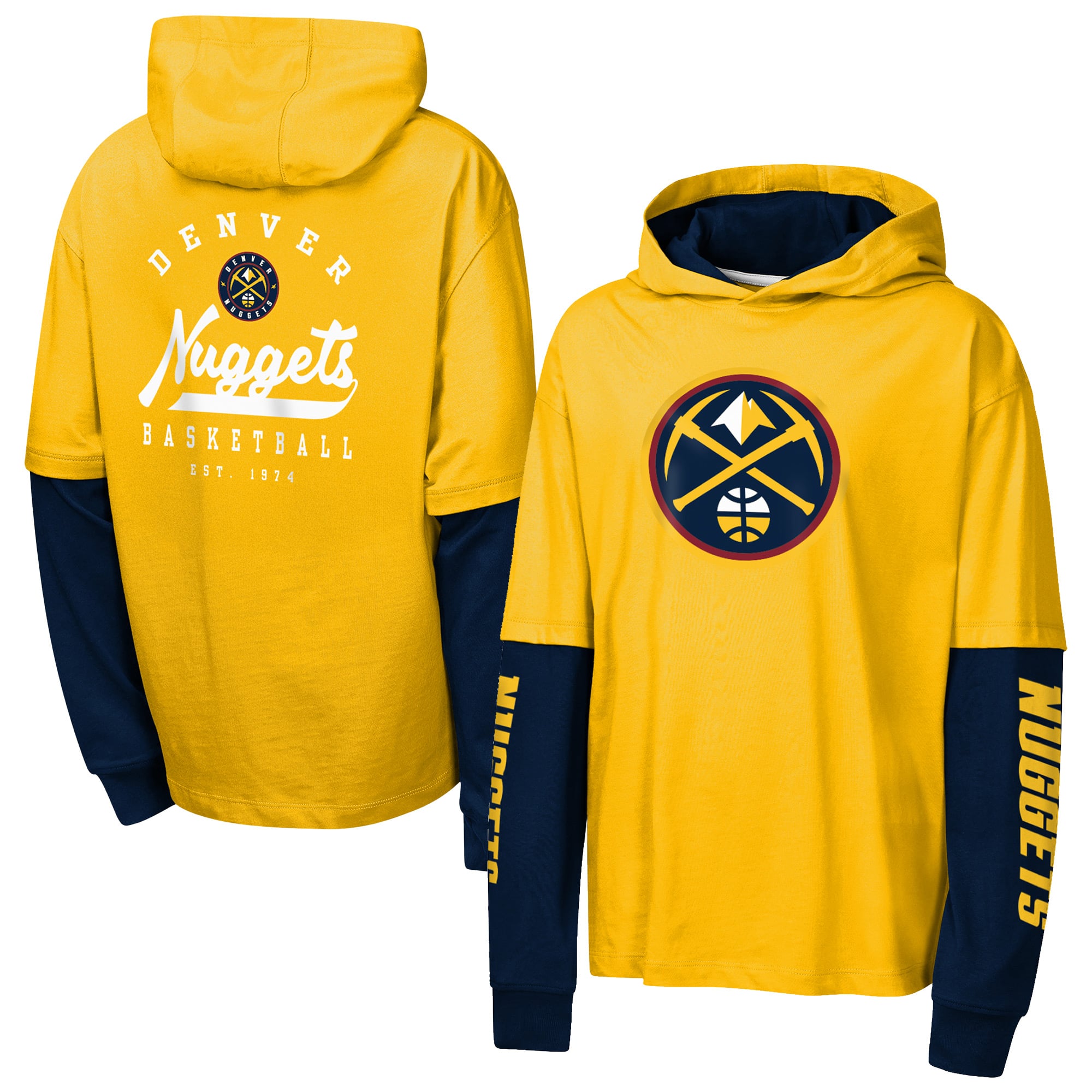 T-shirt à capuche surdimensionné en faux nickel 2fer de Youth Outerstuff Gold Denver Nuggets