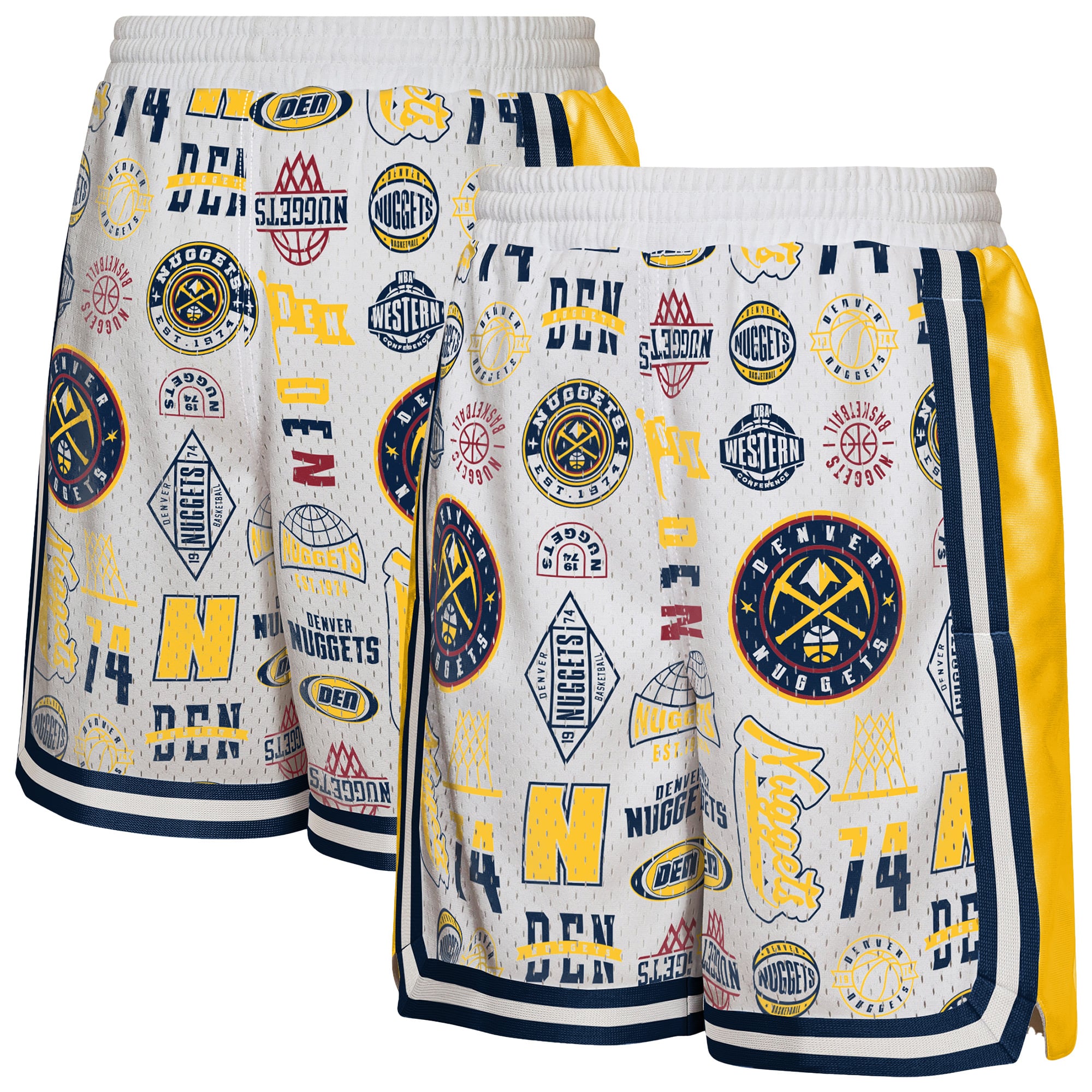 Short de basketball blanc Outerstuff pour jeunes Denver Nuggets Ball Hog Dazzle