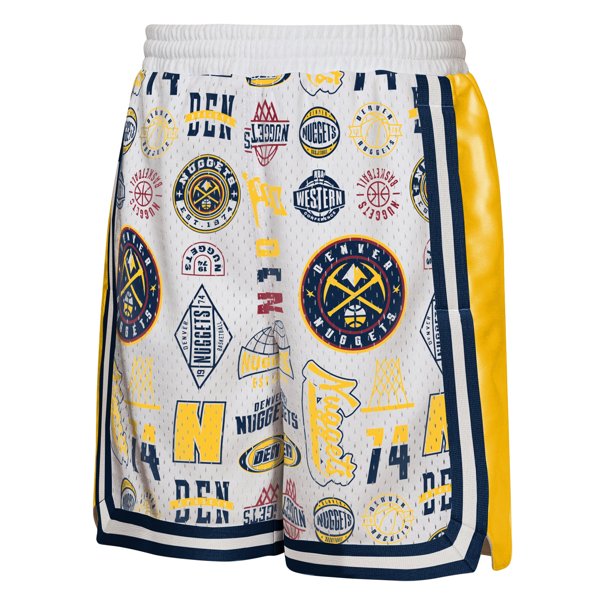 Short de basketball blanc Outerstuff pour jeunes Denver Nuggets Ball Hog Dazzle
