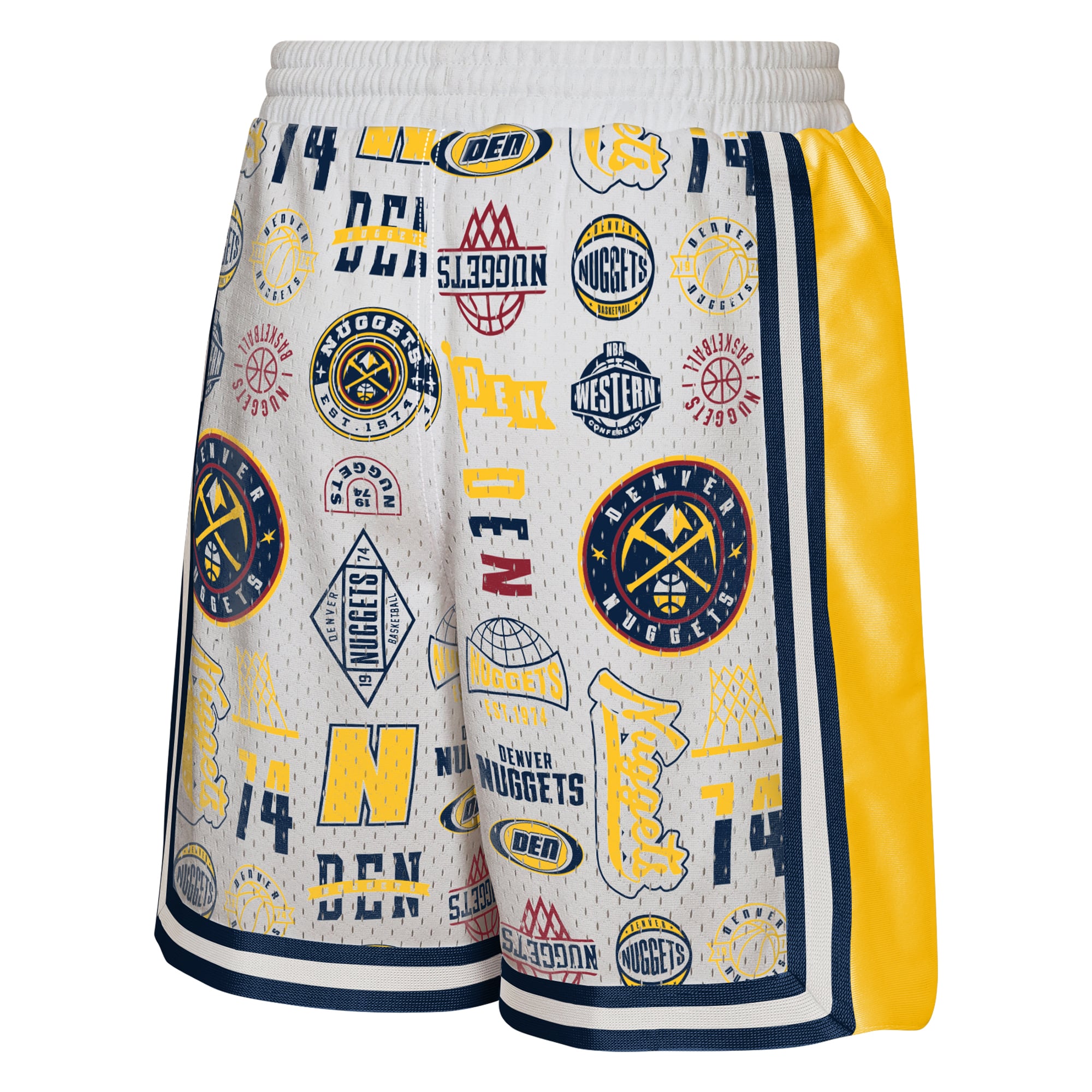 Short de basketball blanc Outerstuff pour jeunes Denver Nuggets Ball Hog Dazzle