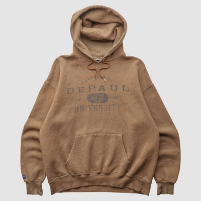 DePaul Blue Demons Jansport 2000s Hooded Pullover Sweatshirt - Clay - M by Fanatics Real Vintage