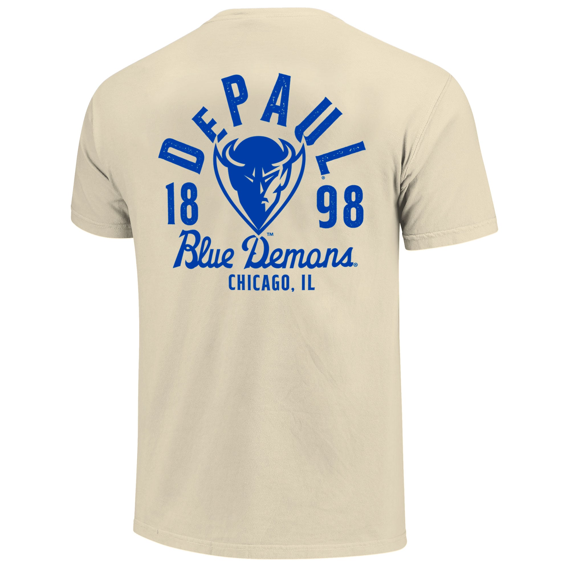 T-shirt crème pour homme avec motif mascotte des Demons bleus DePaul