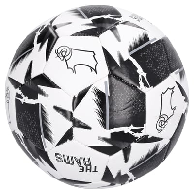 Derby County Block Crest Football - Black/White - Size 5