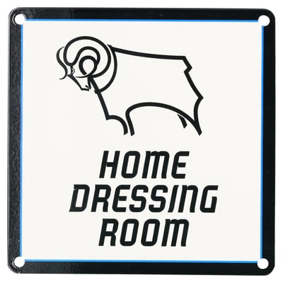 Derby County Home Dressing Room Sign - 140x140mm