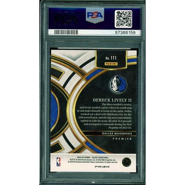 Dereck Lively II Rookie Card 2023-24 Select Blue Prizm #111 PSA 10