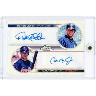 Derek Jeter & Cal Ripken Jr. Autographed 2022 Topps Chrome Dual #DA-JR #19/20 Card