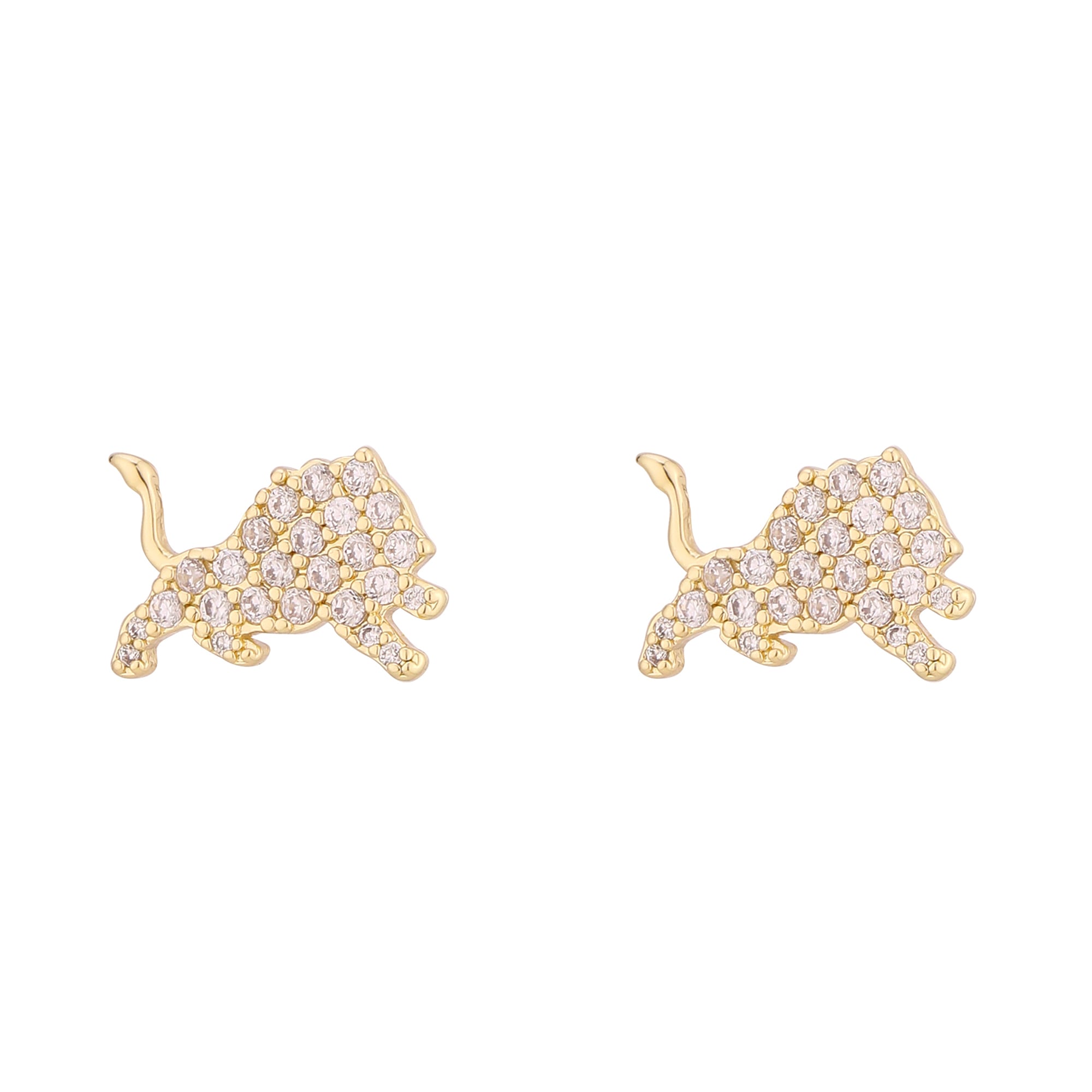 Boucles d'oreilles à clous LUV AJ Gold Detroit Lions Pavé Logo