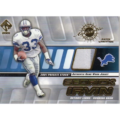 2001 Private Stock Game Worn Gear Patch #57 Sedrick Irvin/275