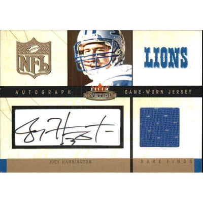 2003 Fleer Mystique Rare Finds Jersey Autographs #JH Joey Harrington