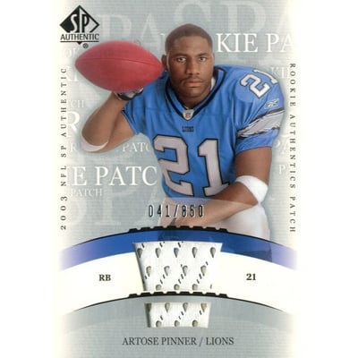 2003 SP Authentic #247 Artose Pinner JSY RC